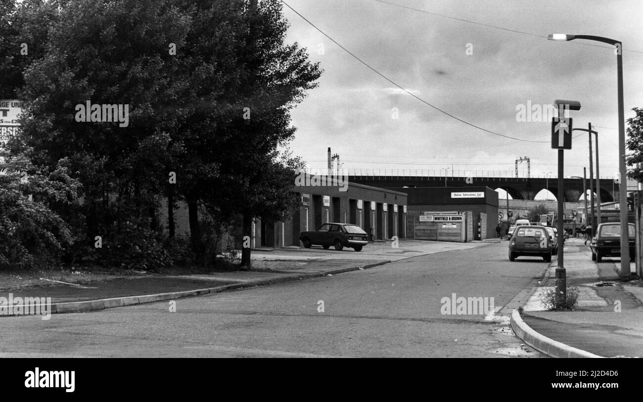 The main railway runs through the West Bank area of Widnes's industrial