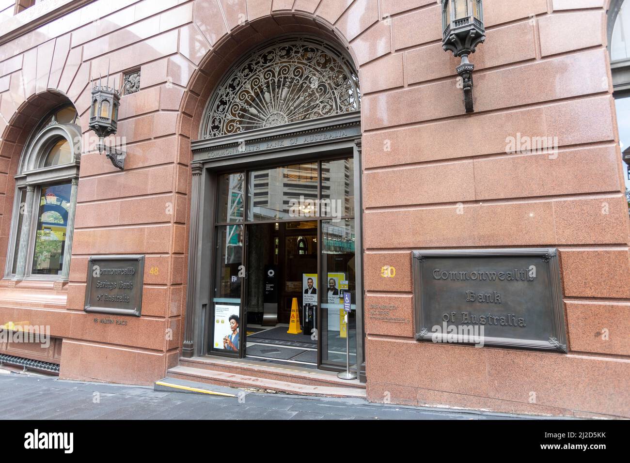 Commonwealth Bank of Australia bank branch exterior in Sydney city centre,NSW,Australia Stock
