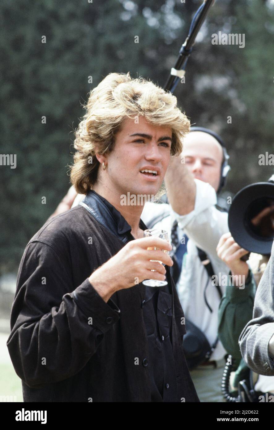 British pop group Wham pictured on their 10-day visit to