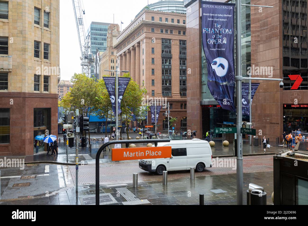 Martin Place in Sydney city centre and entrance to Sydney rail station at Martin Place,Sydney