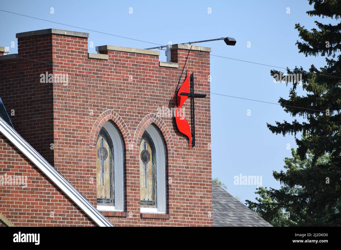 United Methodist Church building in Haxtun Colorado August 2021 Stock