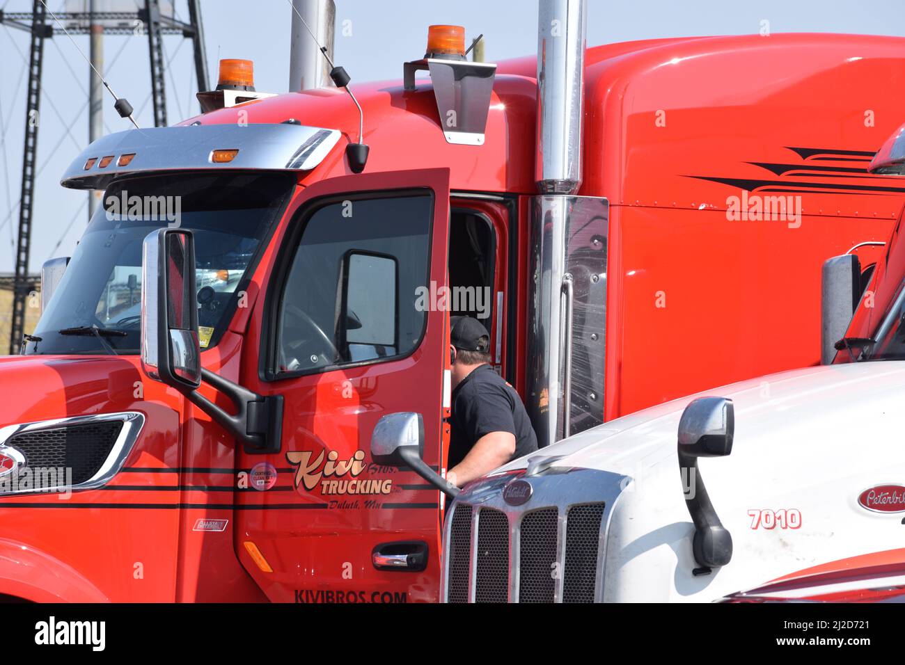 Trucks at Sapp Bros Truck Stop on the east side of Cheyenne Wyoming; August 2021 Stock Photo
