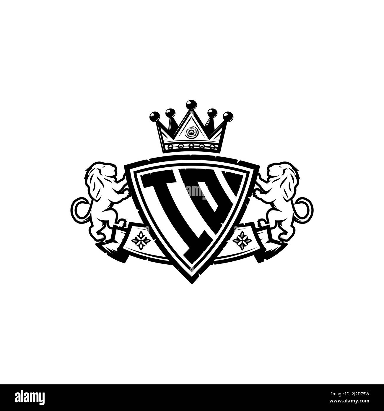 IO Monogram logo letter with Simple shield crown style design ...