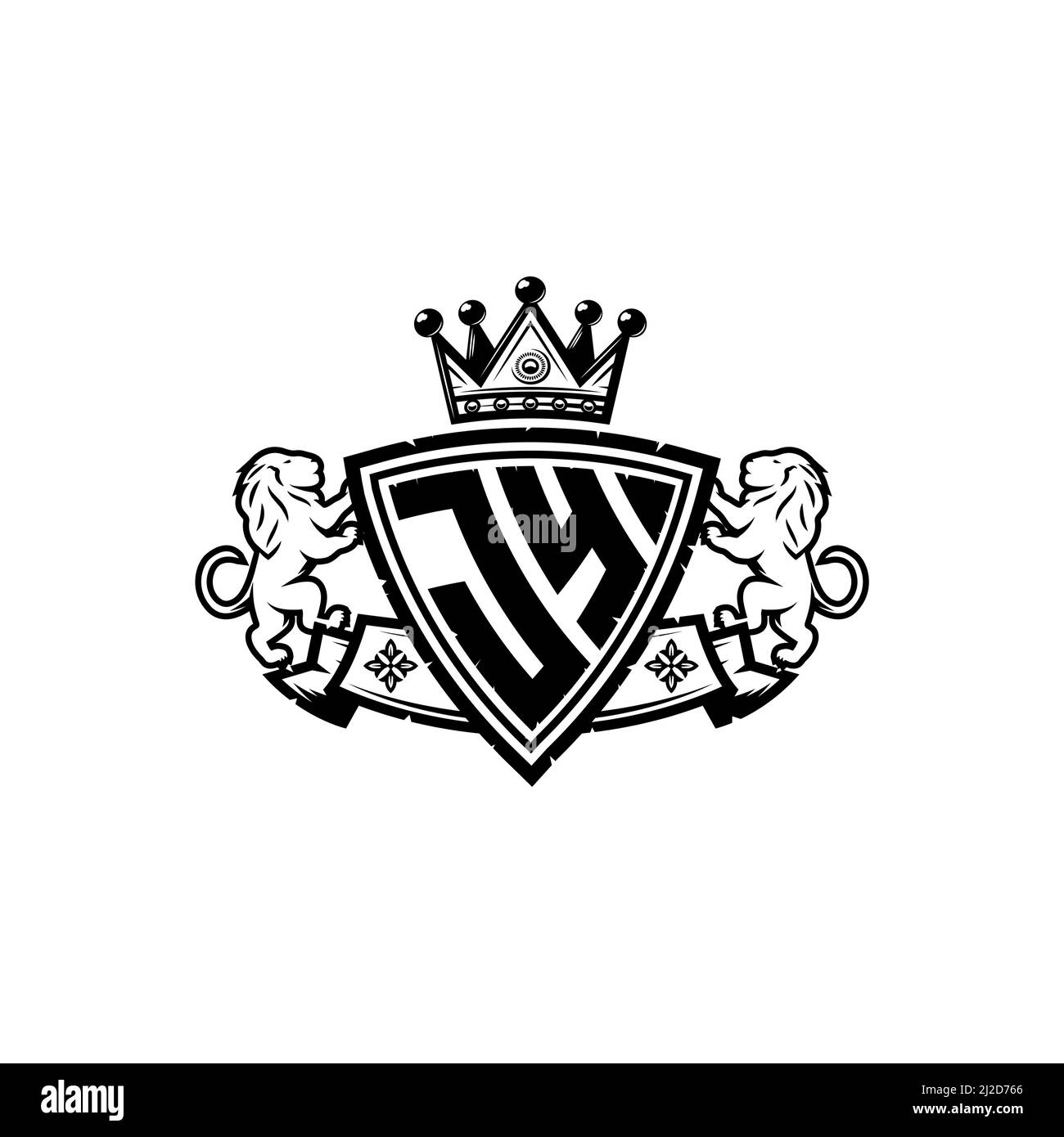 JY Monogram logo letter with Simple shield crown style design ...