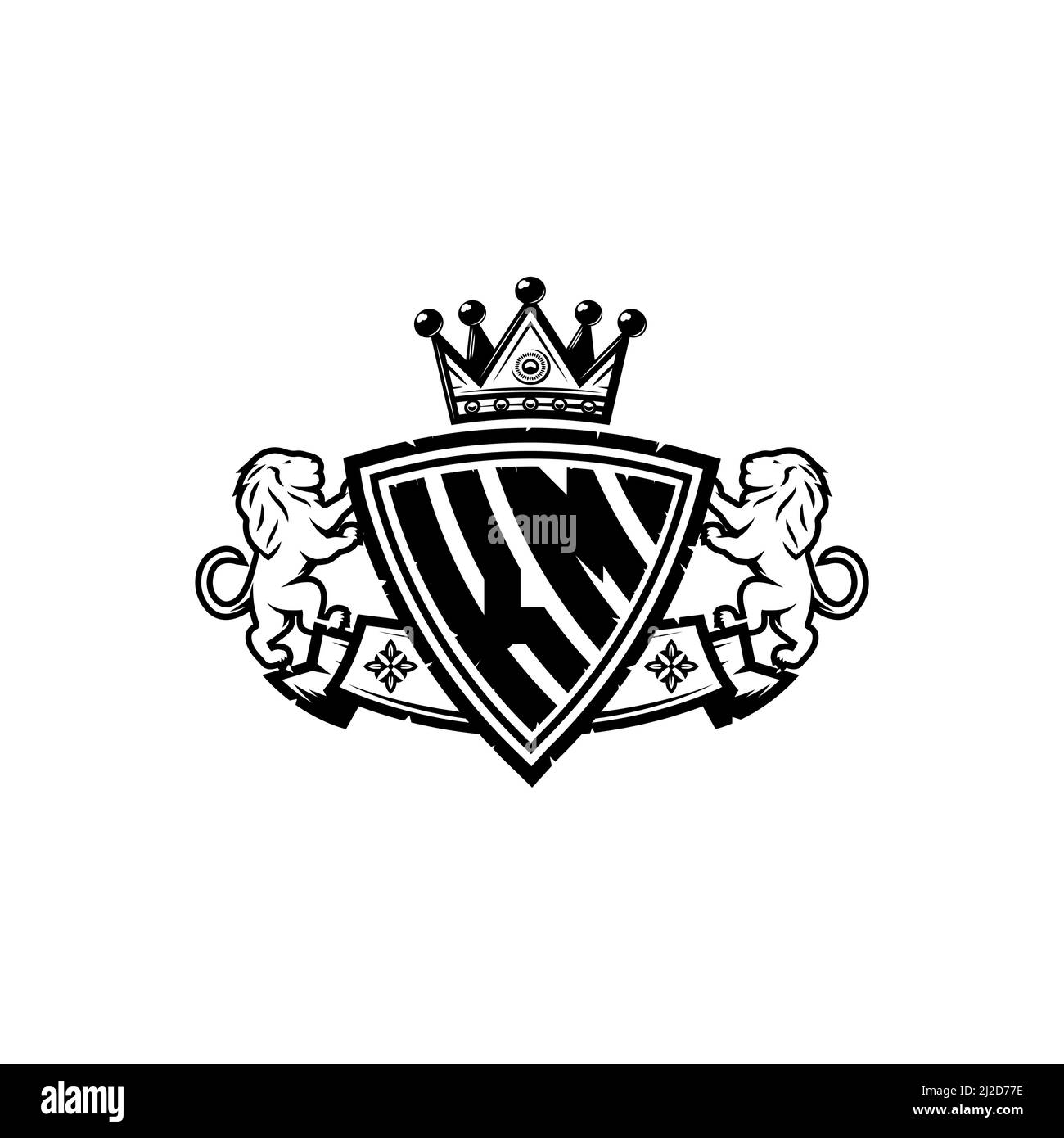 KM Monogram logo letter with Simple shield crown style design ...