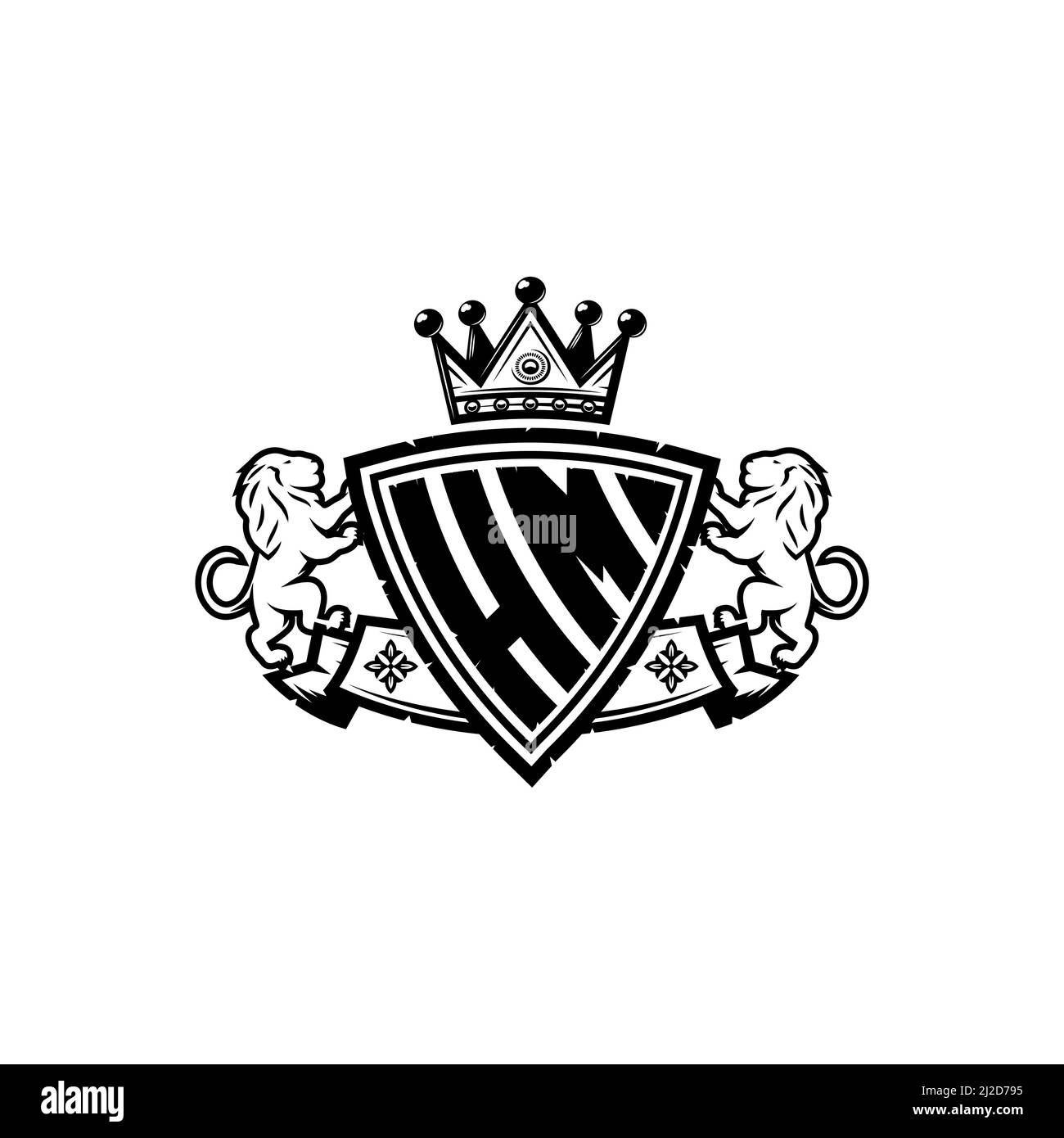 HM Monogram logo letter with Simple shield crown style design ...
