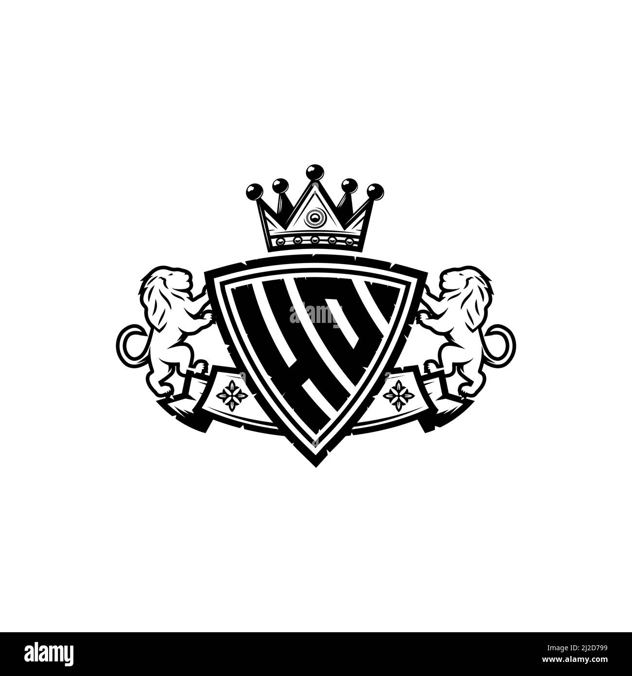 HO Monogram logo letter with Simple shield crown style design ...