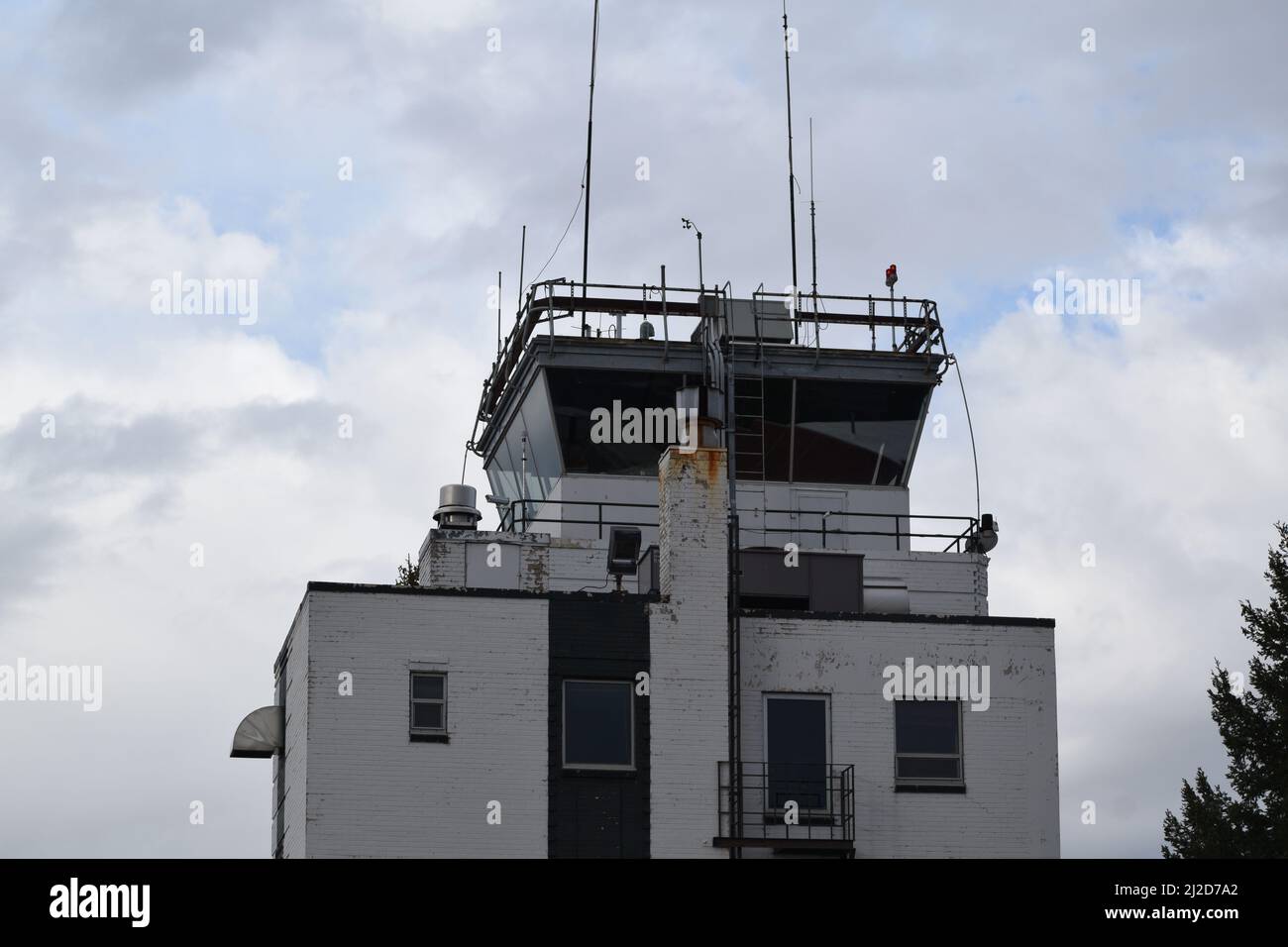 Abandoned air traffic control tower at old Cheyenne Wyoming airport - Cheynne Wyoming August 2021 Stock Photo
