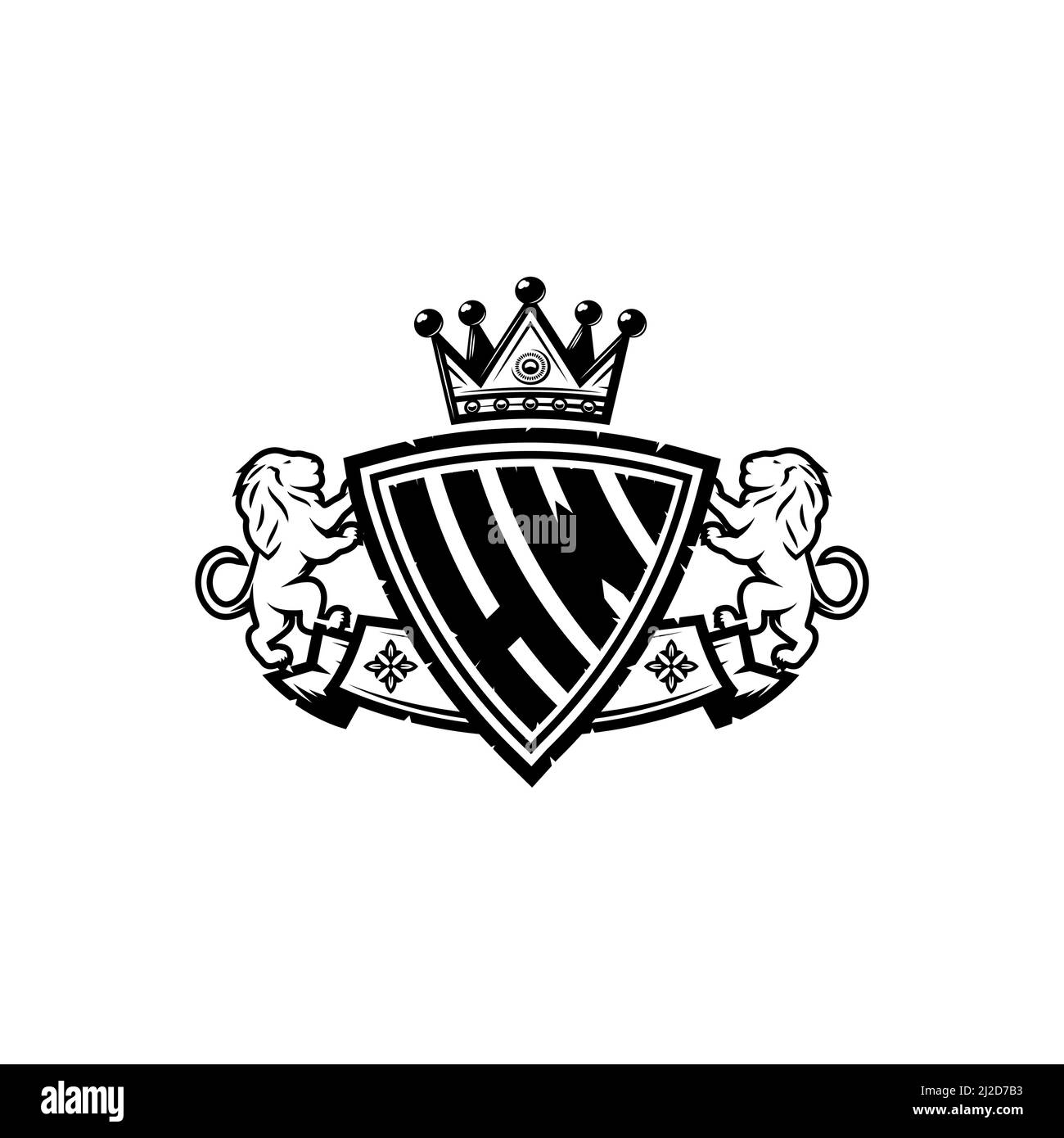 HW Monogram logo letter with Simple shield crown style design ...