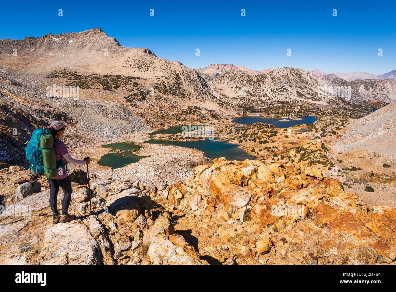 Backpacker On The Bishop Pass Trail John Muir Wilderness Sierra 