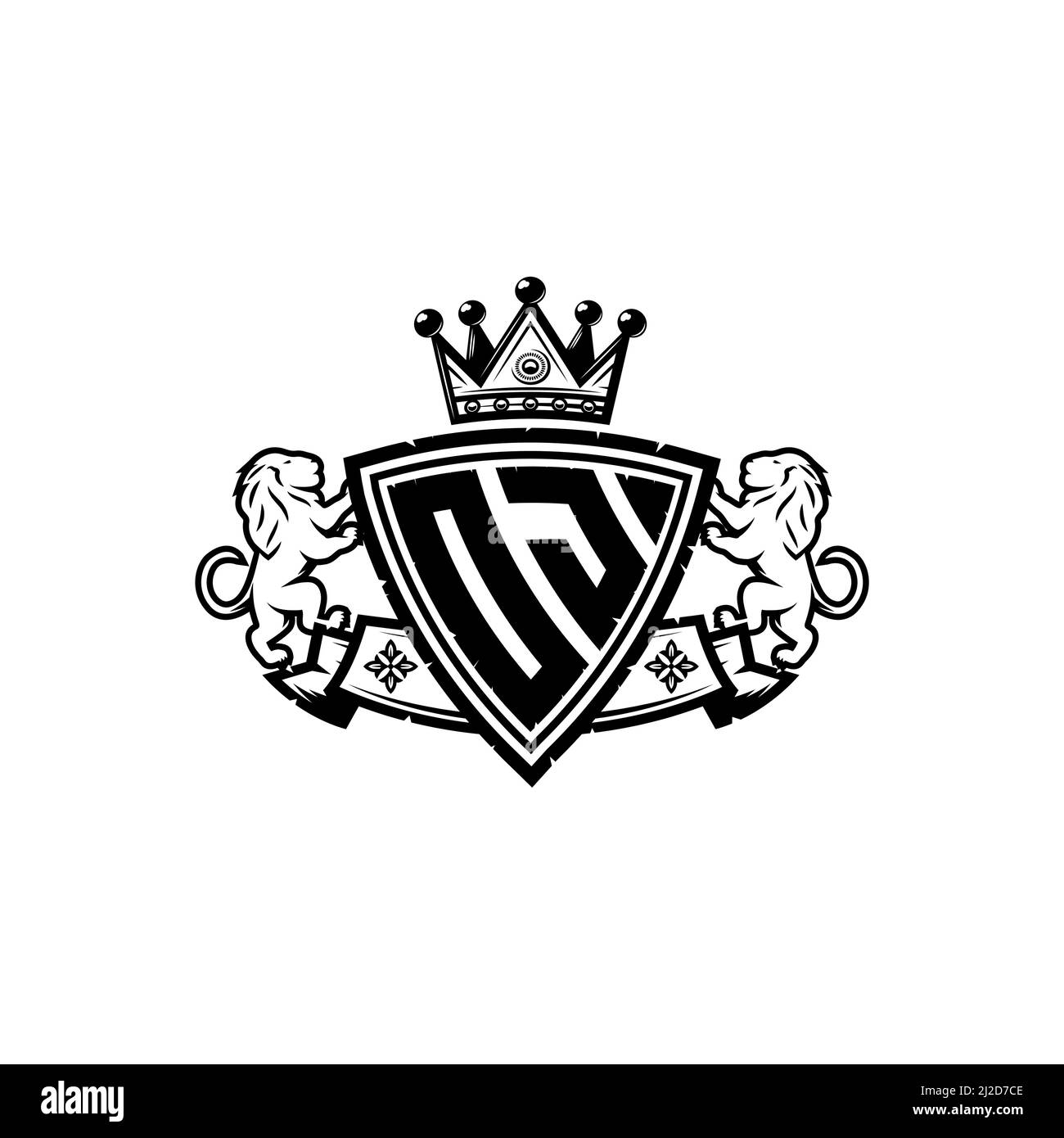 OJ Monogram logo letter with Simple shield crown style design ...