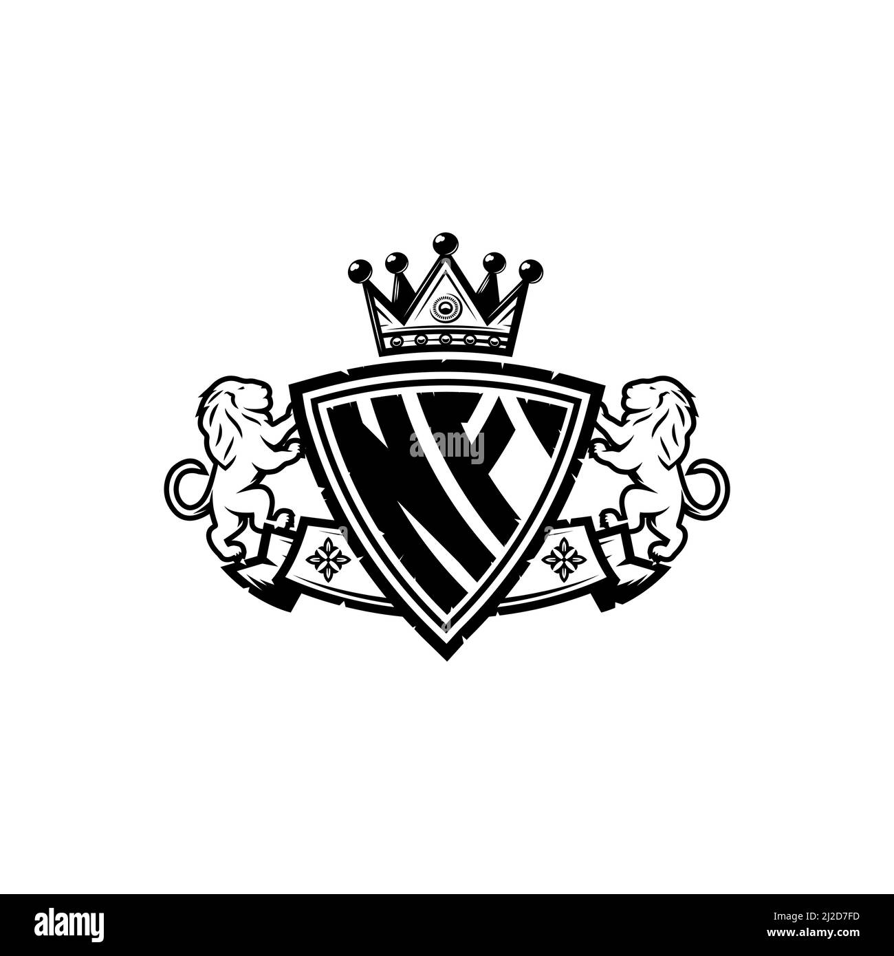NF Monogram logo letter with Simple shield crown style design ...