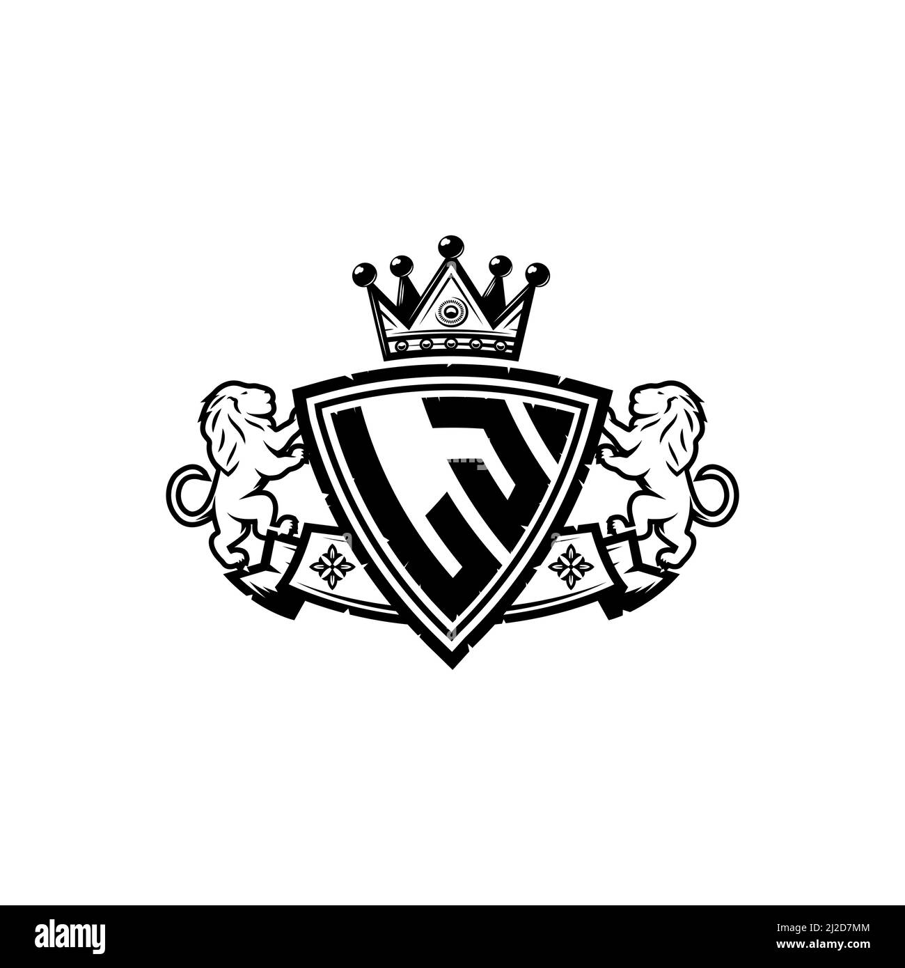 LJ Monogram logo letter with Simple shield crown style design ...