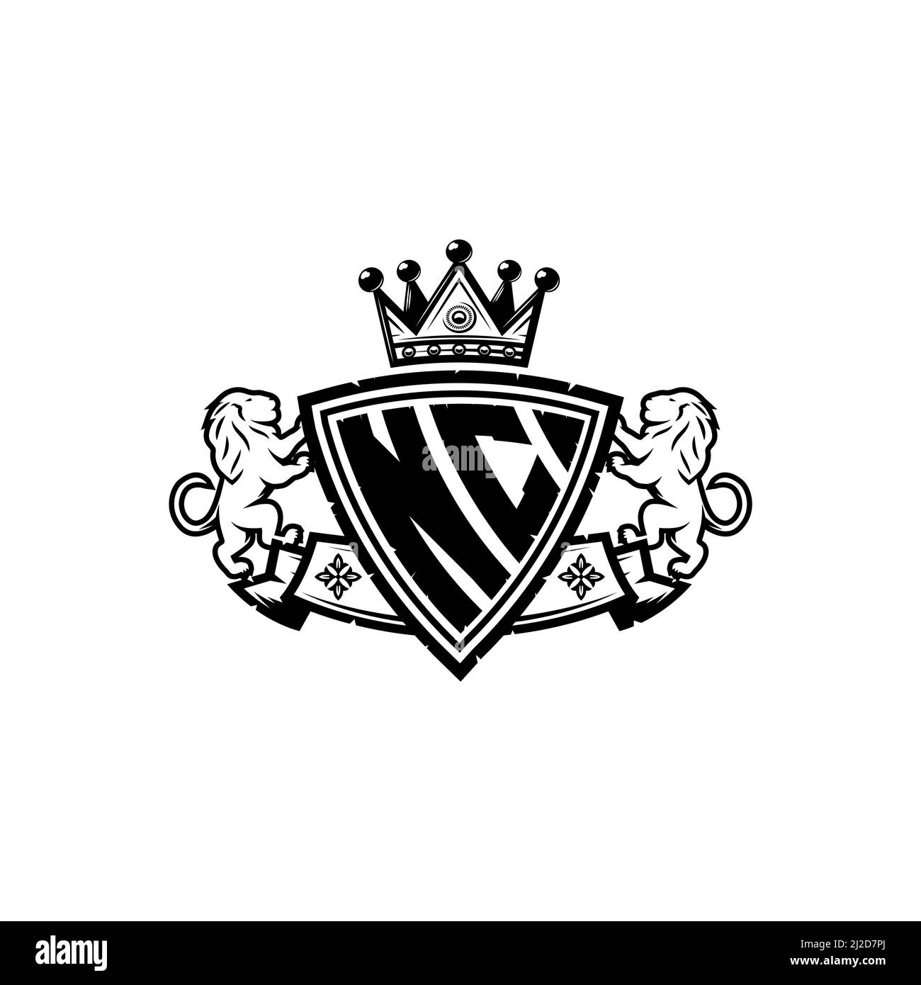 NC Monogram logo letter with Simple shield crown style design ...