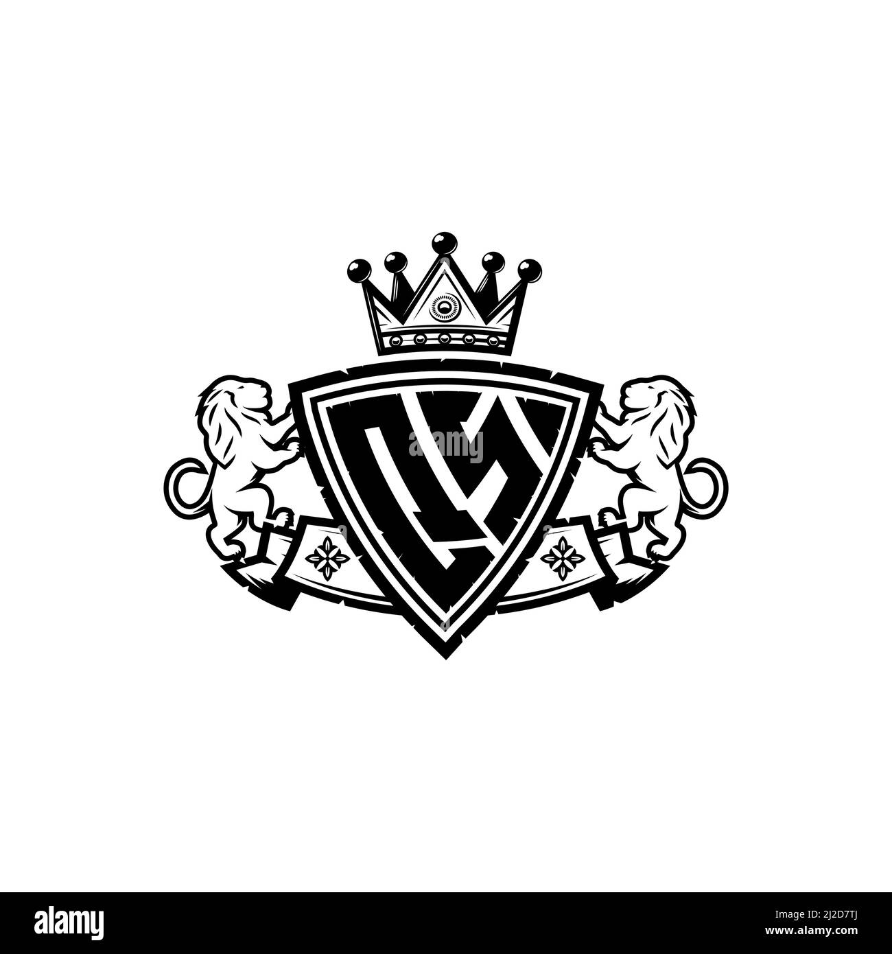 QS Monogram logo letter with Simple shield crown style design ...