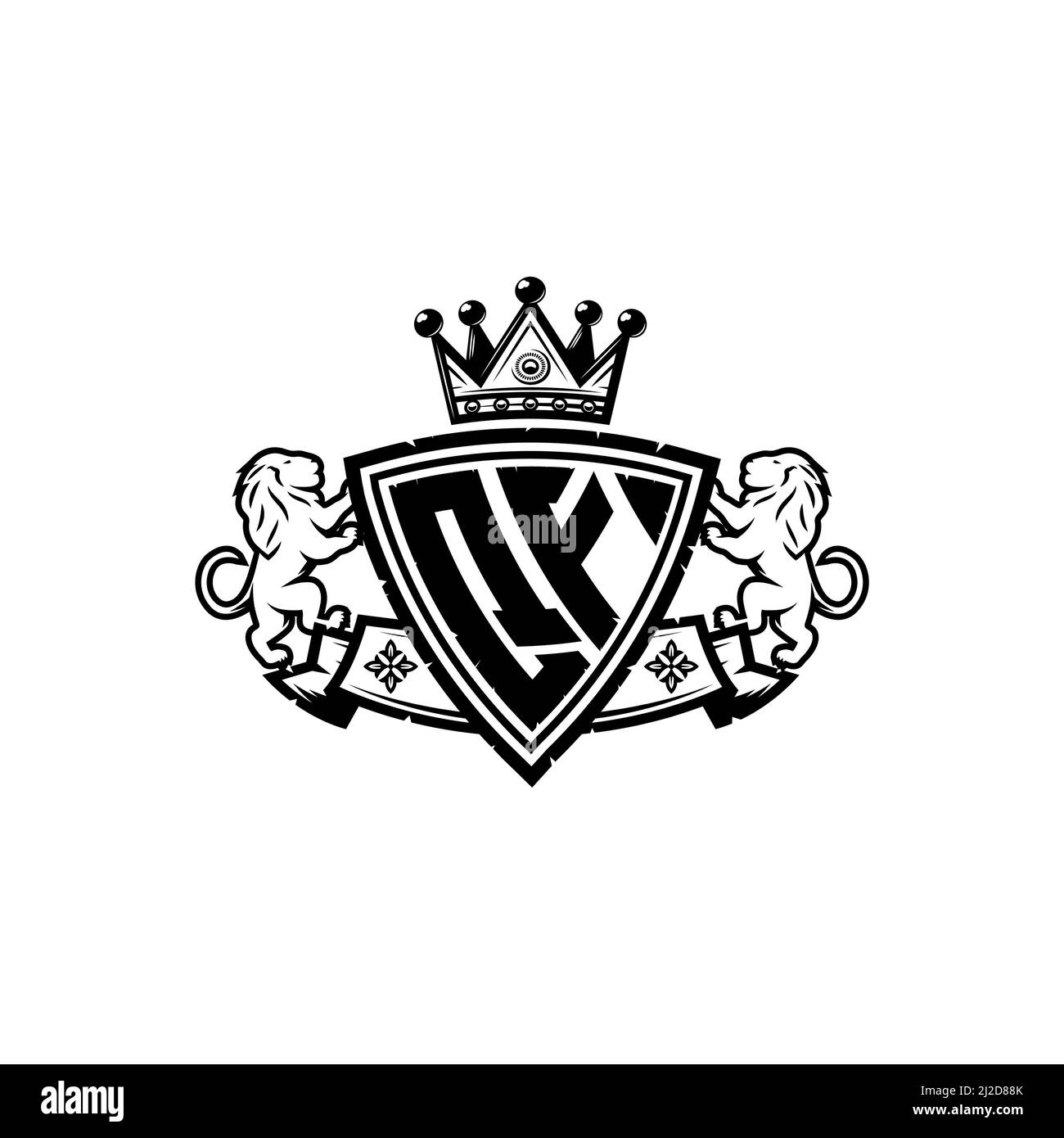 QF Monogram logo letter with Simple shield crown style design ...