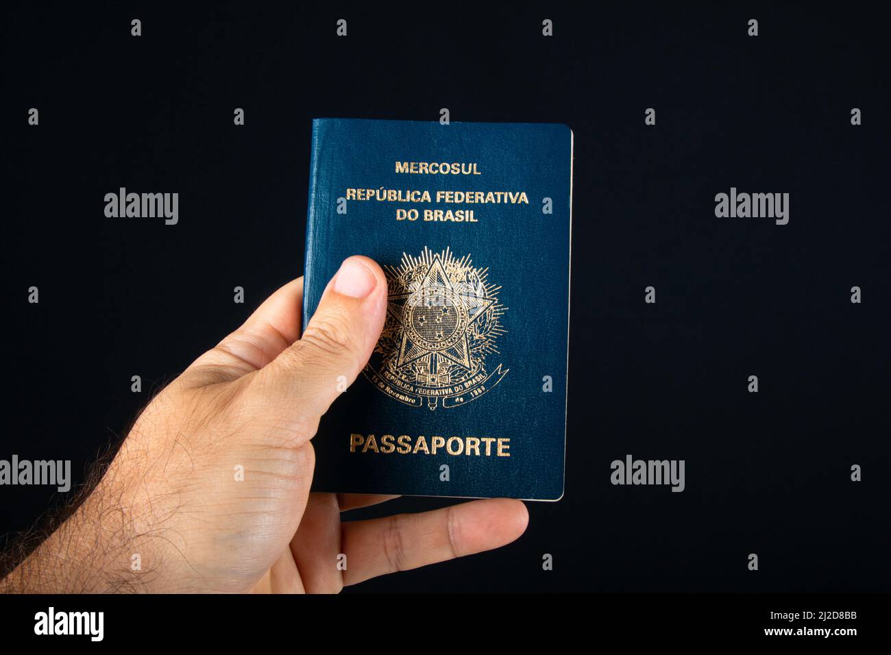 Hand holding Brazilian passport Stock Photo Alamy