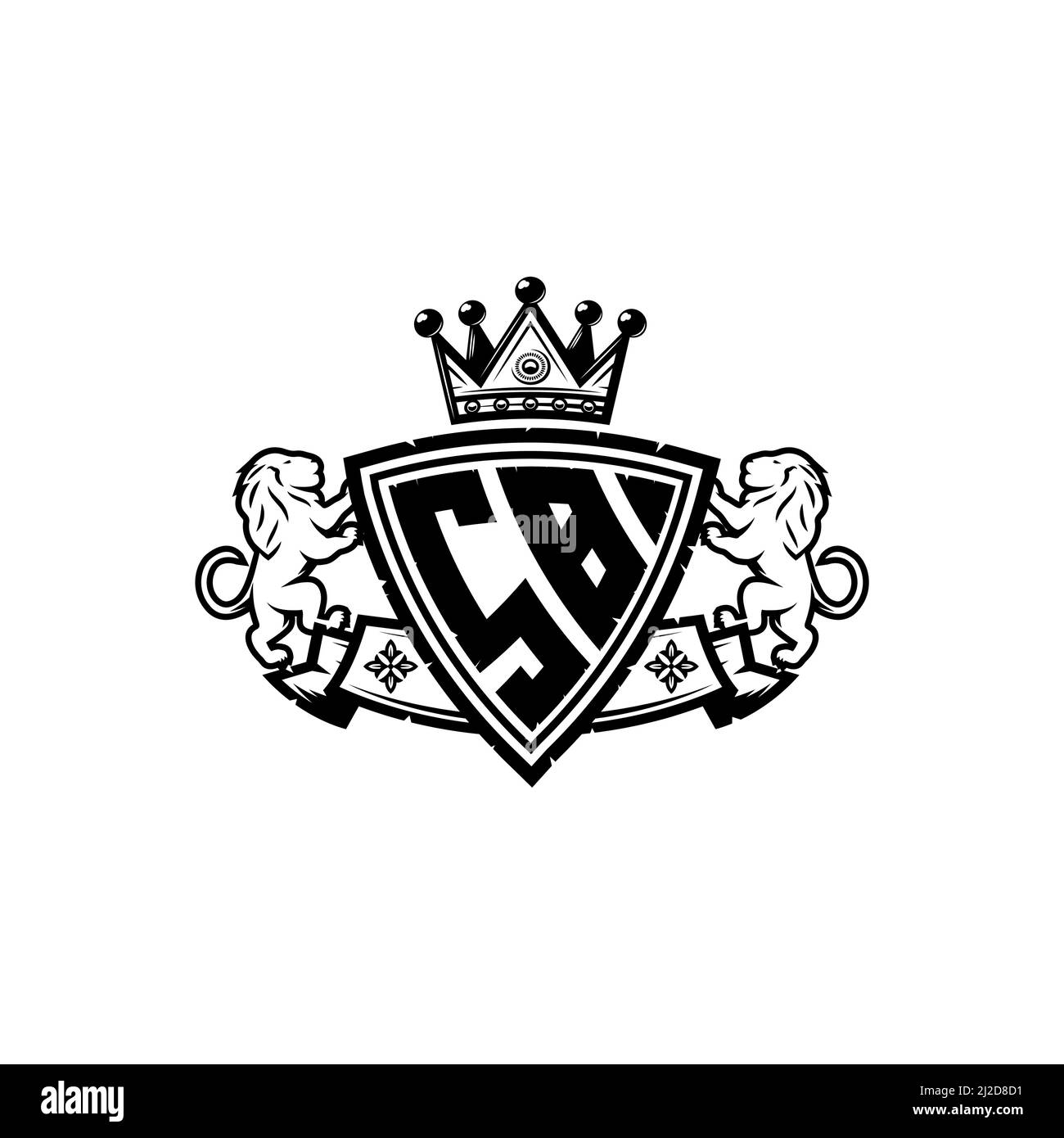 SB Monogram logo letter with Simple shield crown style design ...