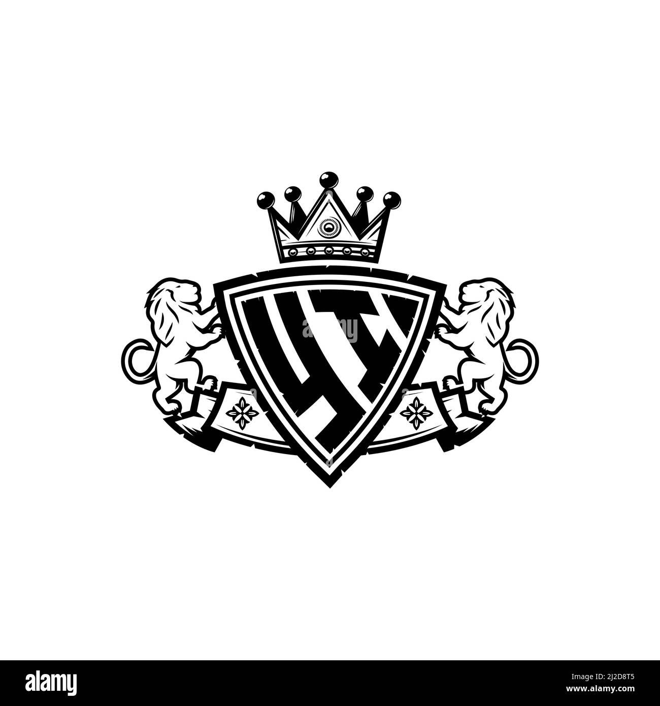 YI Monogram logo letter with Simple shield crown style design ...