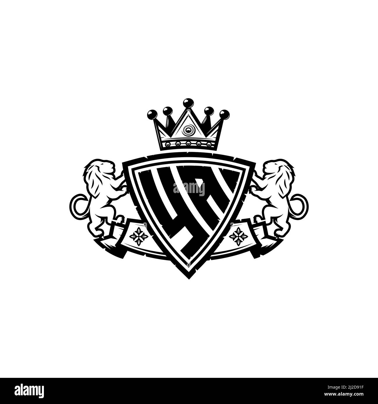 YA Monogram logo letter with Simple shield crown style design ...