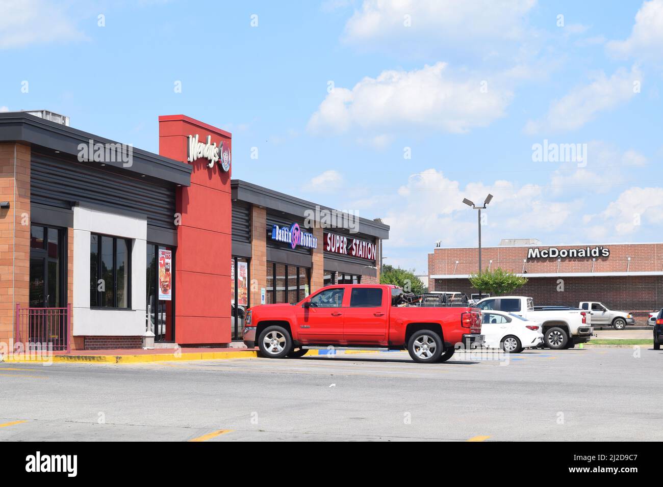 Hope Arkansas Businesses along Hervey Street; Cars parked at a Wendy's