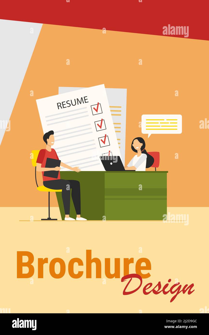Job interview concept. HR manager meeting with candidate with resume ...