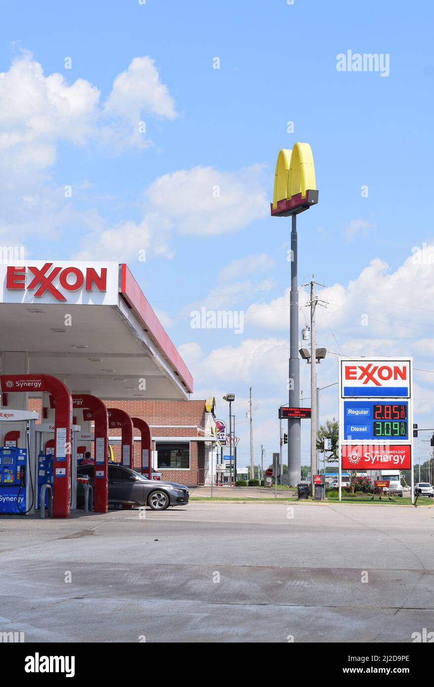 Hope Arkansas Businesses along Hervey Street; An Exxon gas station, McDonald's Restaurant and