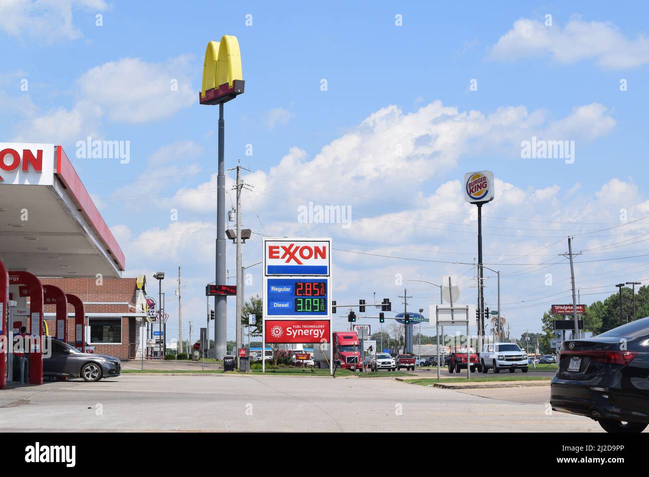 Hope Arkansas Businesses along Hervey Street; An Exxon gas station