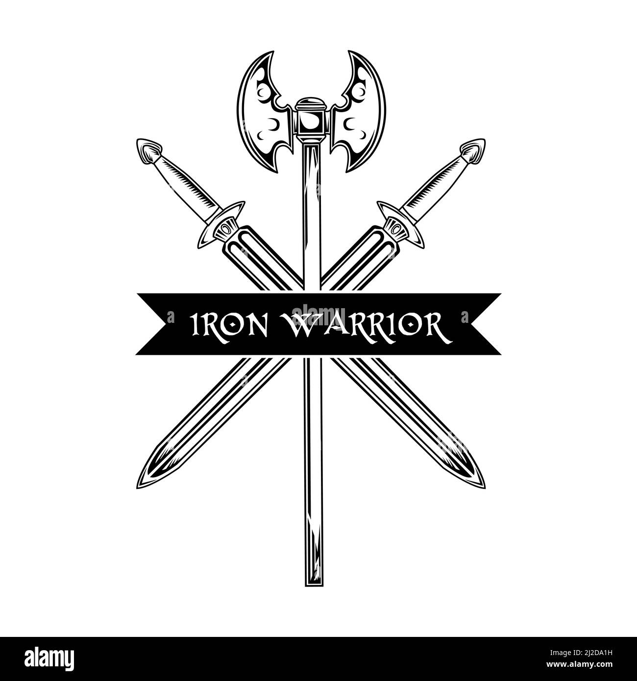 Emblem template with crossed swords. Design element for logo, label,  emblem, sign. Vector illustration Stock Vector Image & Art - Alamy