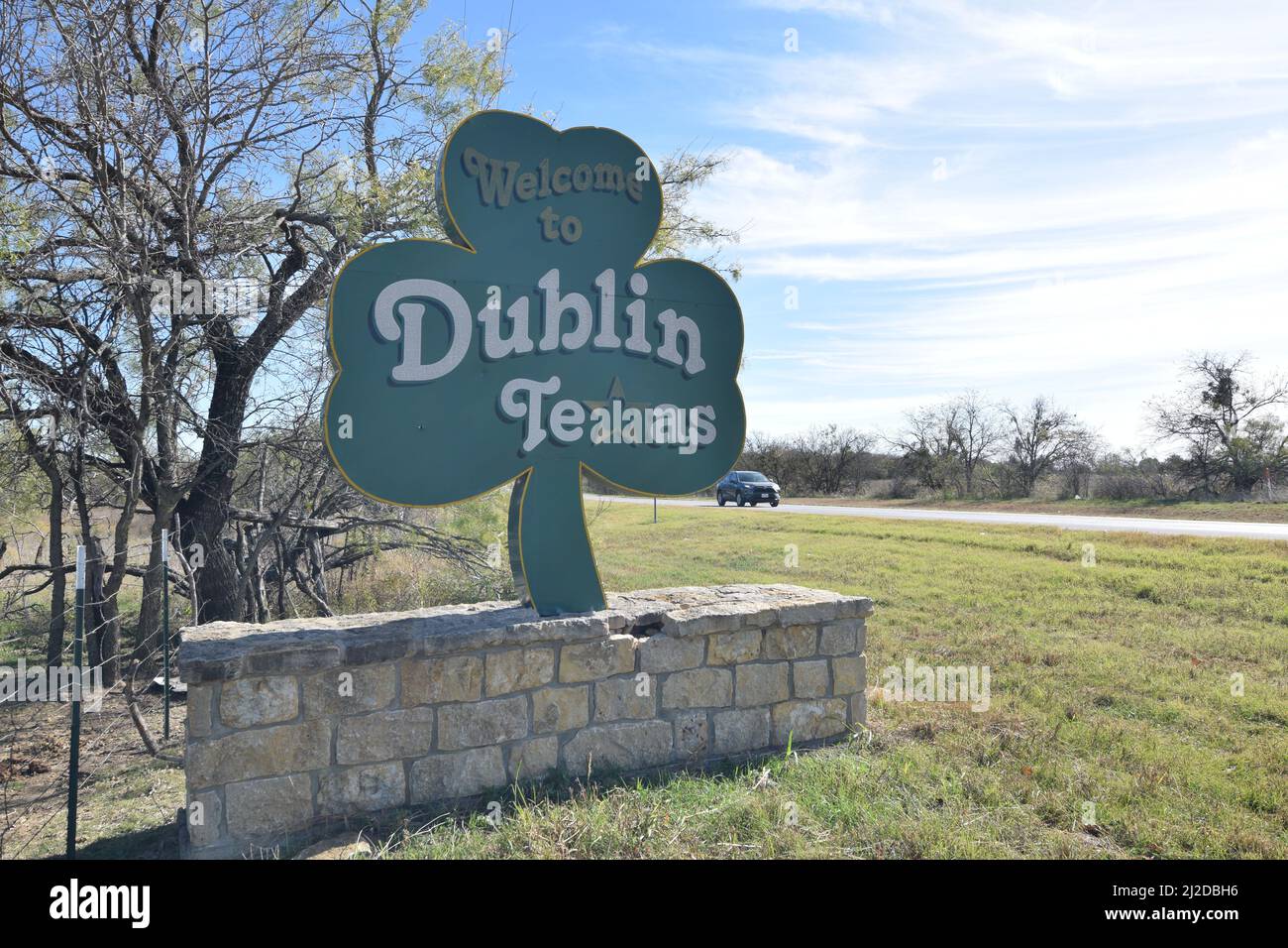 Welcome to Dublin sign in Dublin Texas - November 2021 Stock Photo