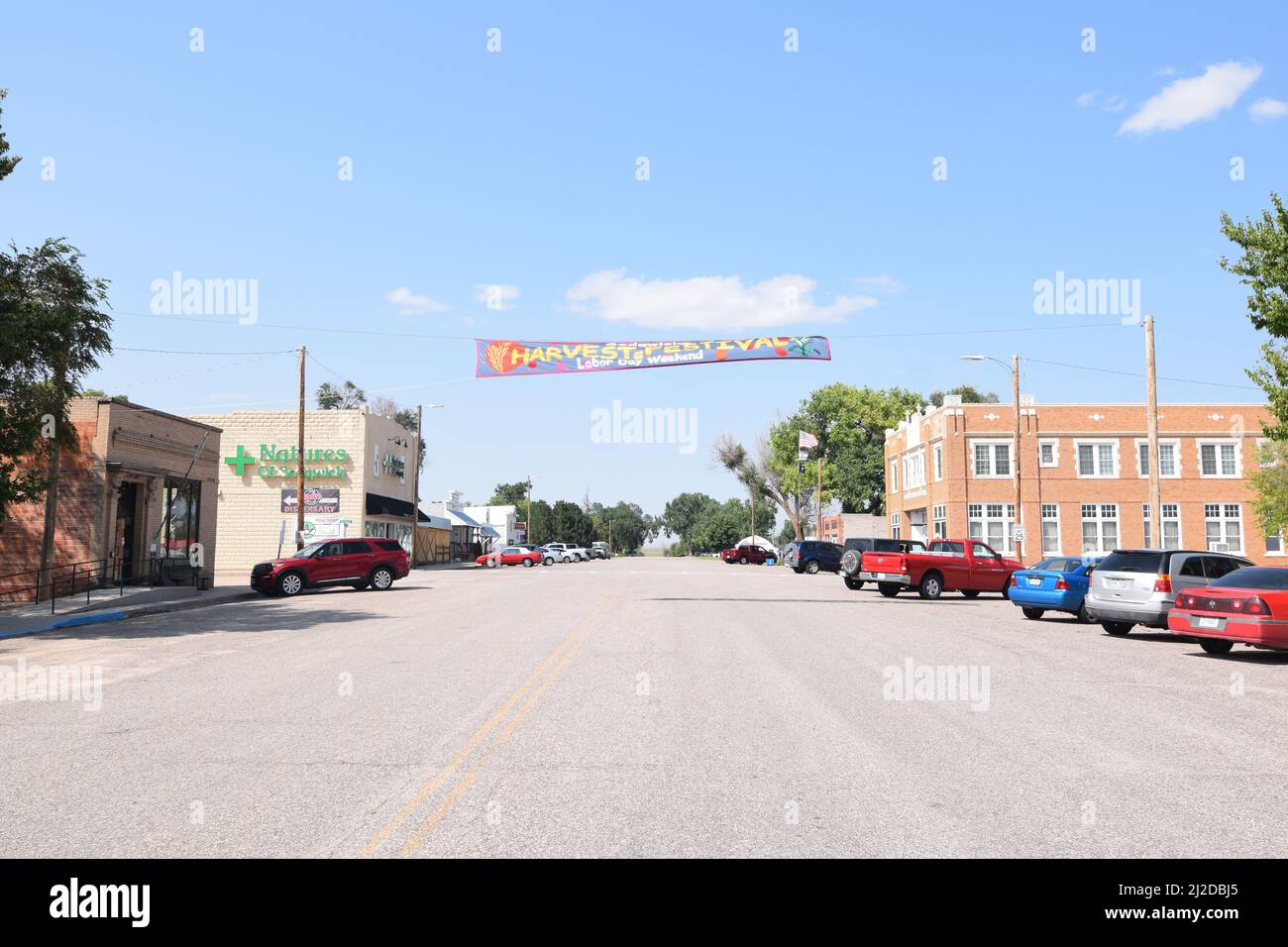 Harvest Festival Sign across a main street in Sedgwick Colorado