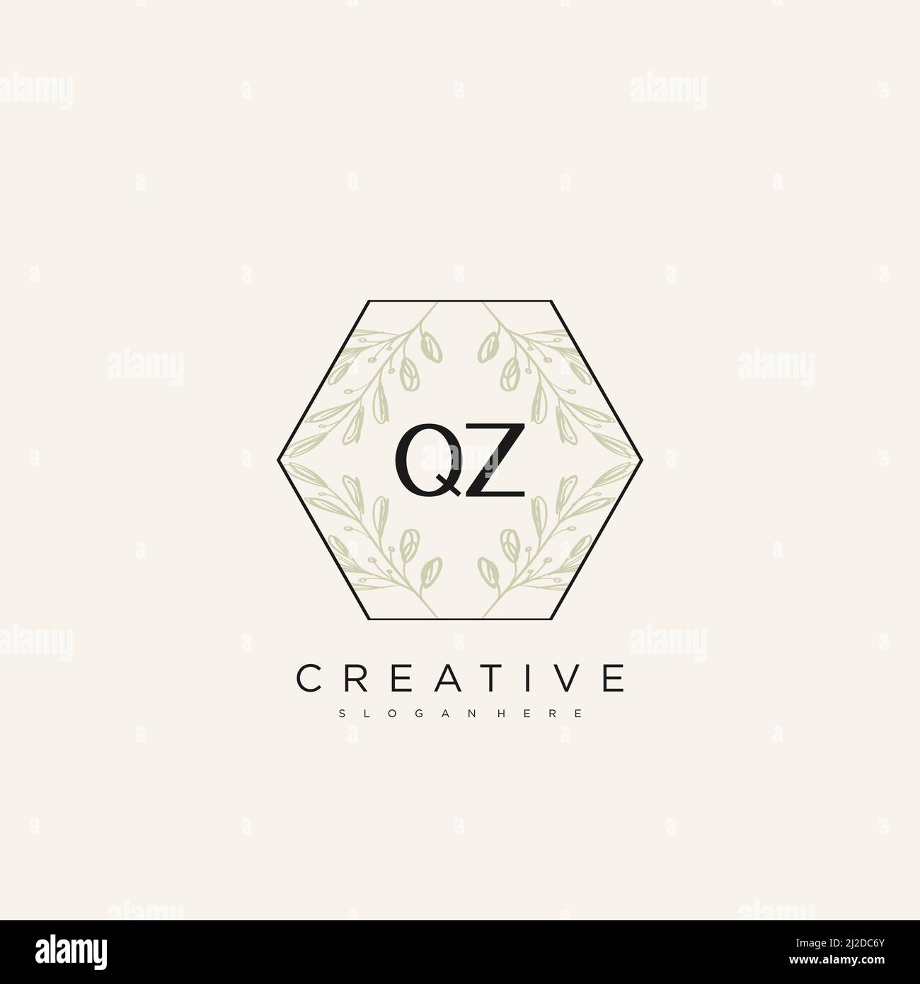 QZ Initial Letter Flower Logo Template Vector premium vector Stock Vector