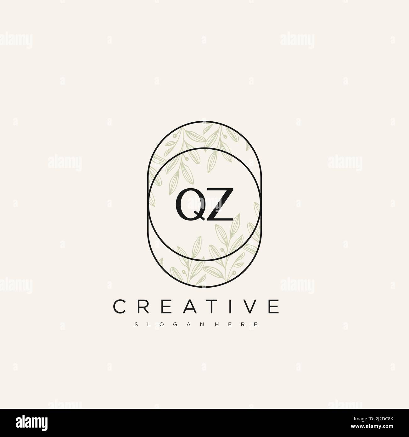 QZ Initial Letter Flower Logo Template Vector premium vector Stock Vector