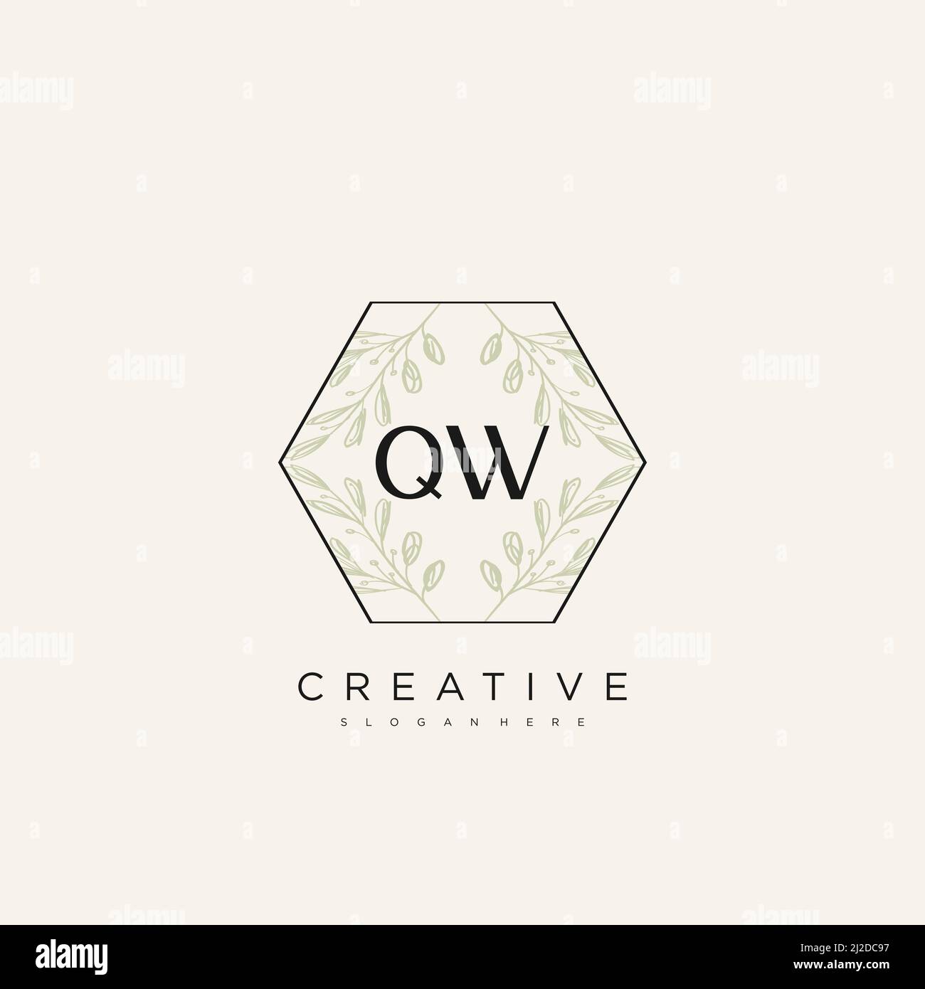 QW Initial Letter Flower Logo Template Vector premium vector Stock Vector