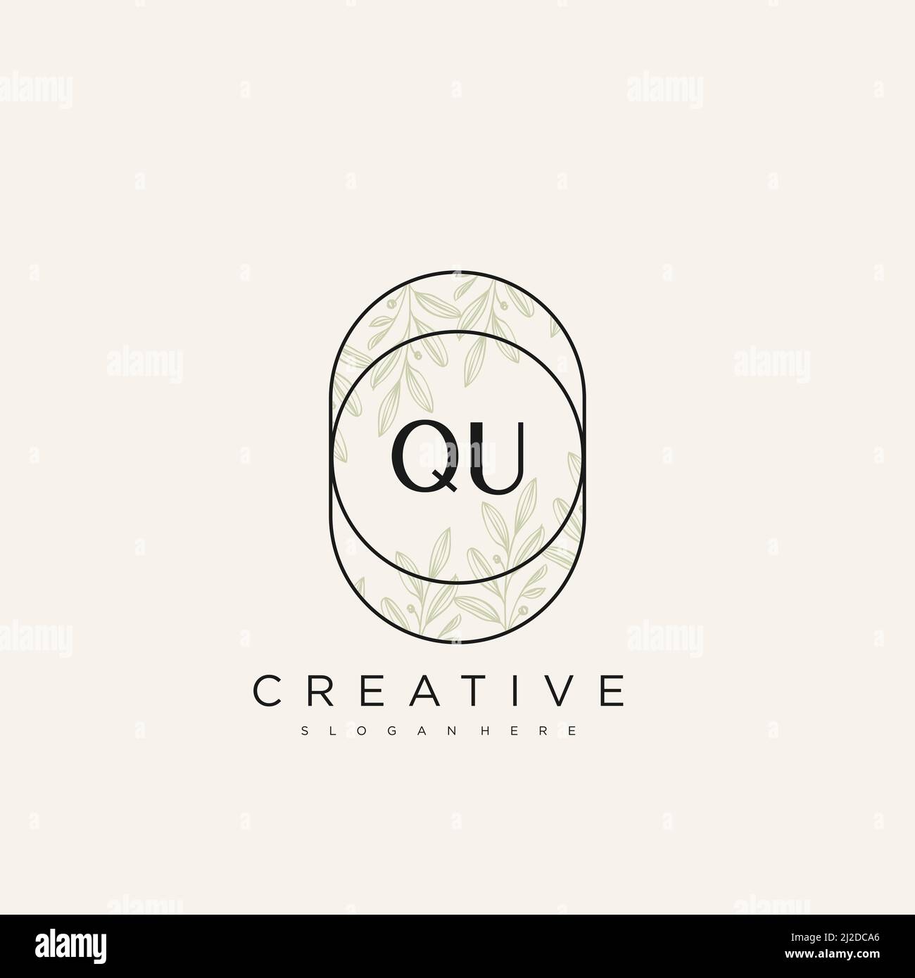 QU Initial Letter Flower Logo Template Vector premium vector Stock Vector