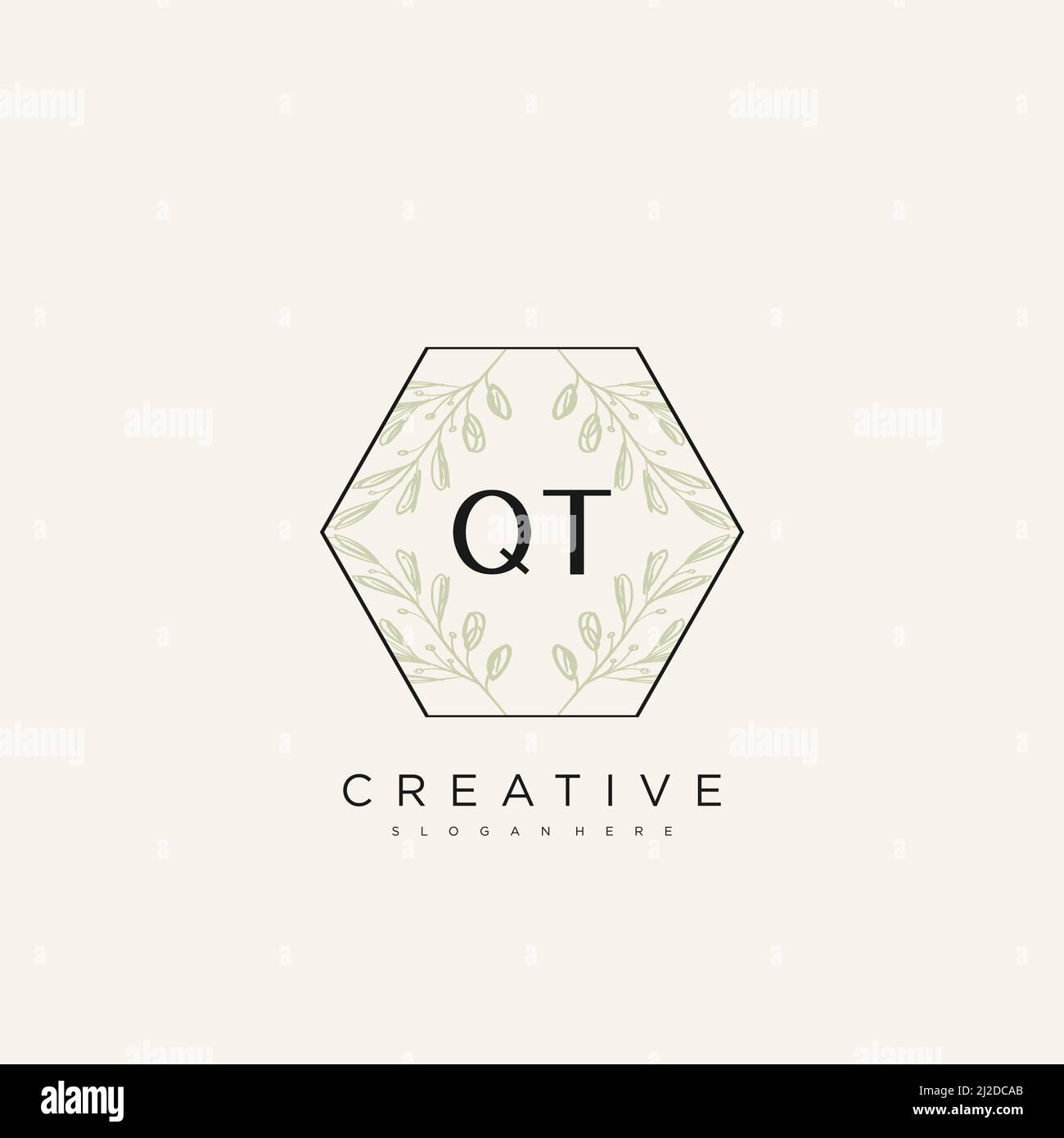 QT Initial Letter Flower Logo Template Vector premium vector Stock Vector
