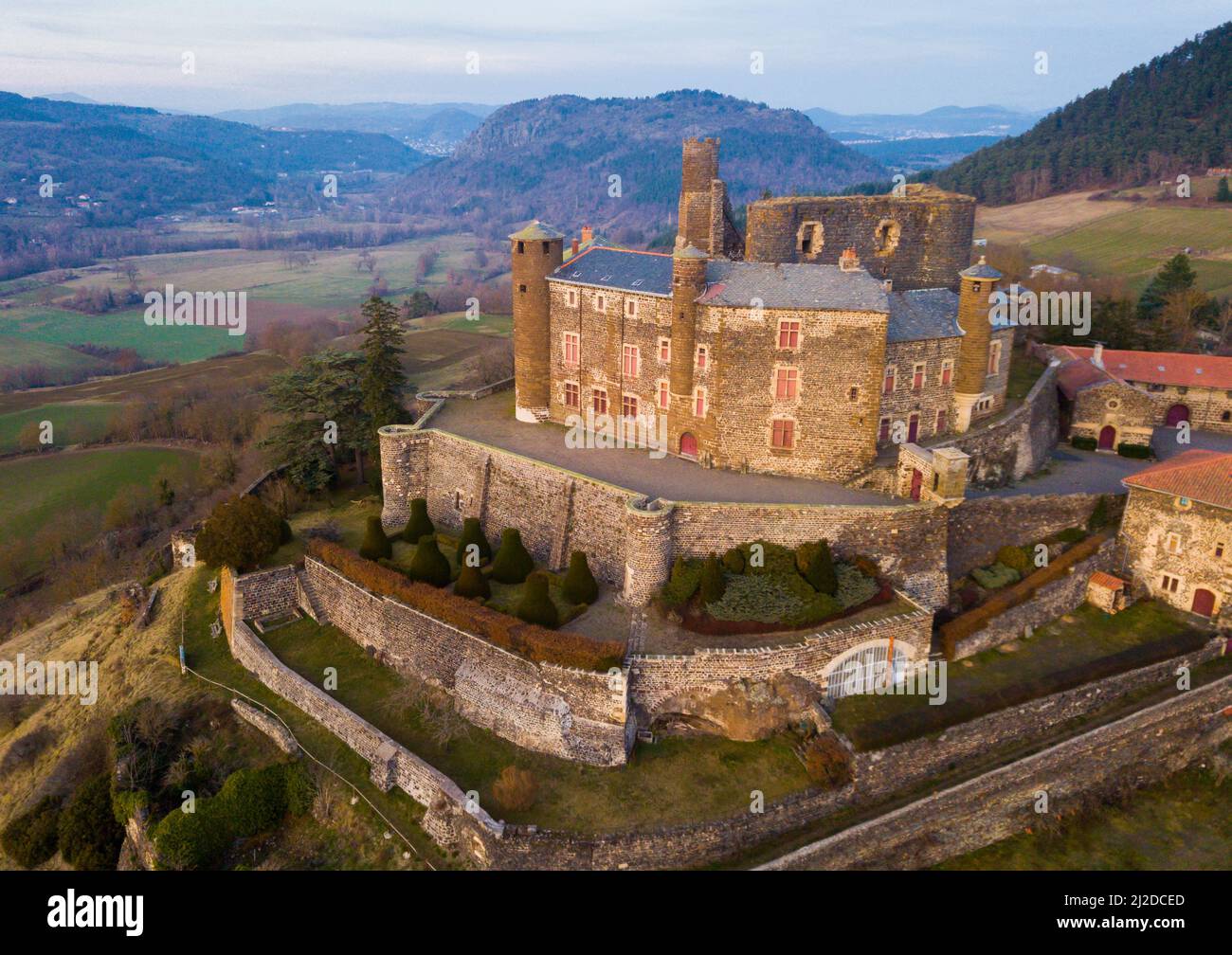 Aerial view of Chateau de Bouzols, France Stock Photo Alamy