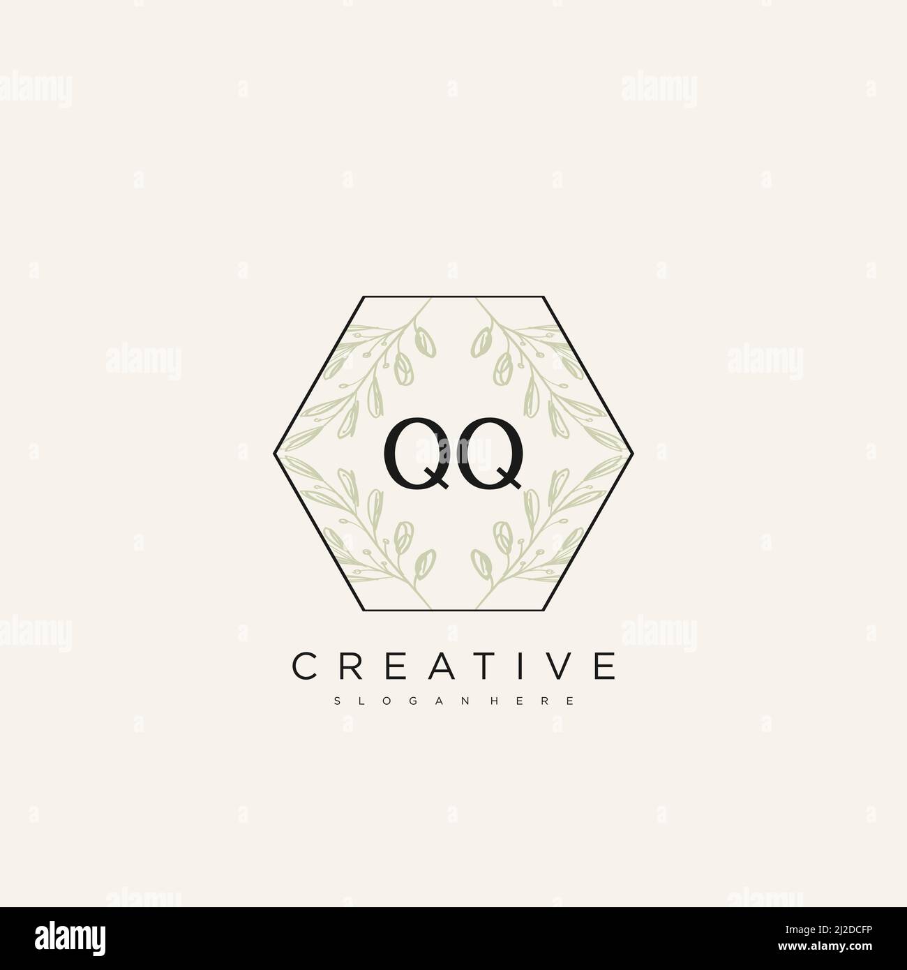 QQ Initial Letter Flower Logo Template Vector premium vector Stock Vector