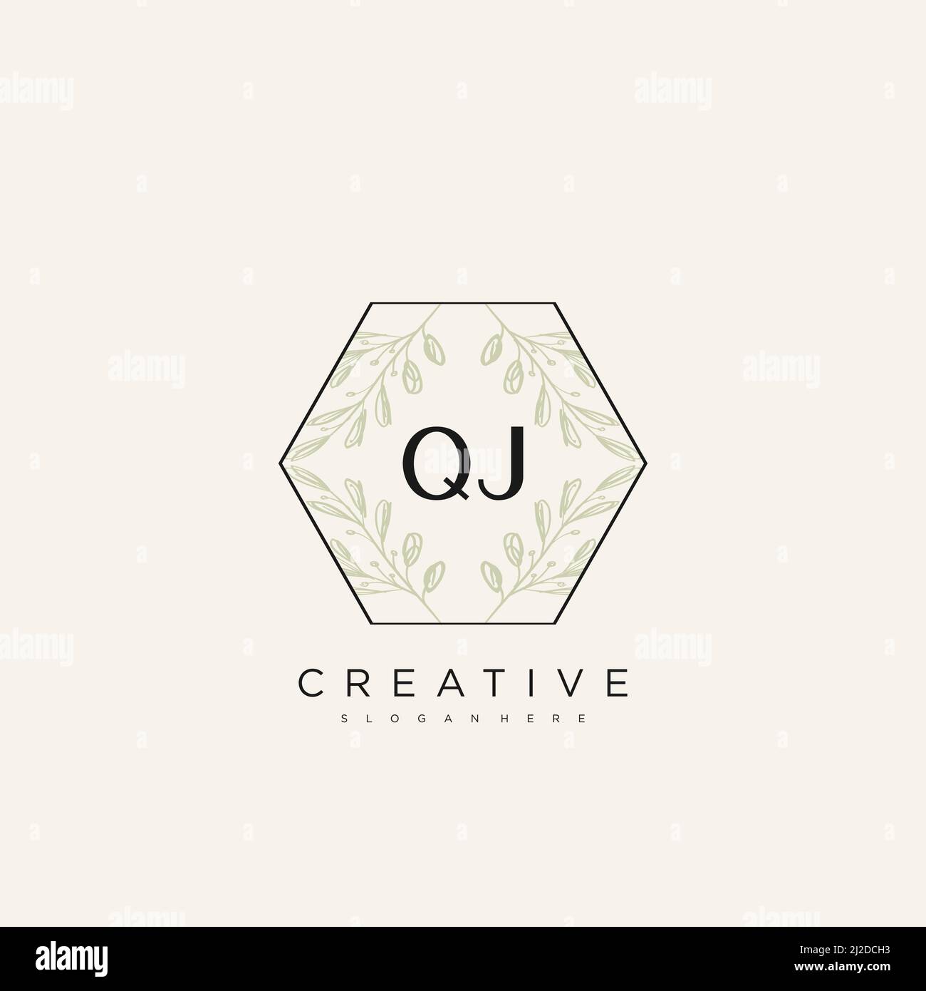QJ Initial Letter Flower Logo Template Vector premium vector Stock Vector