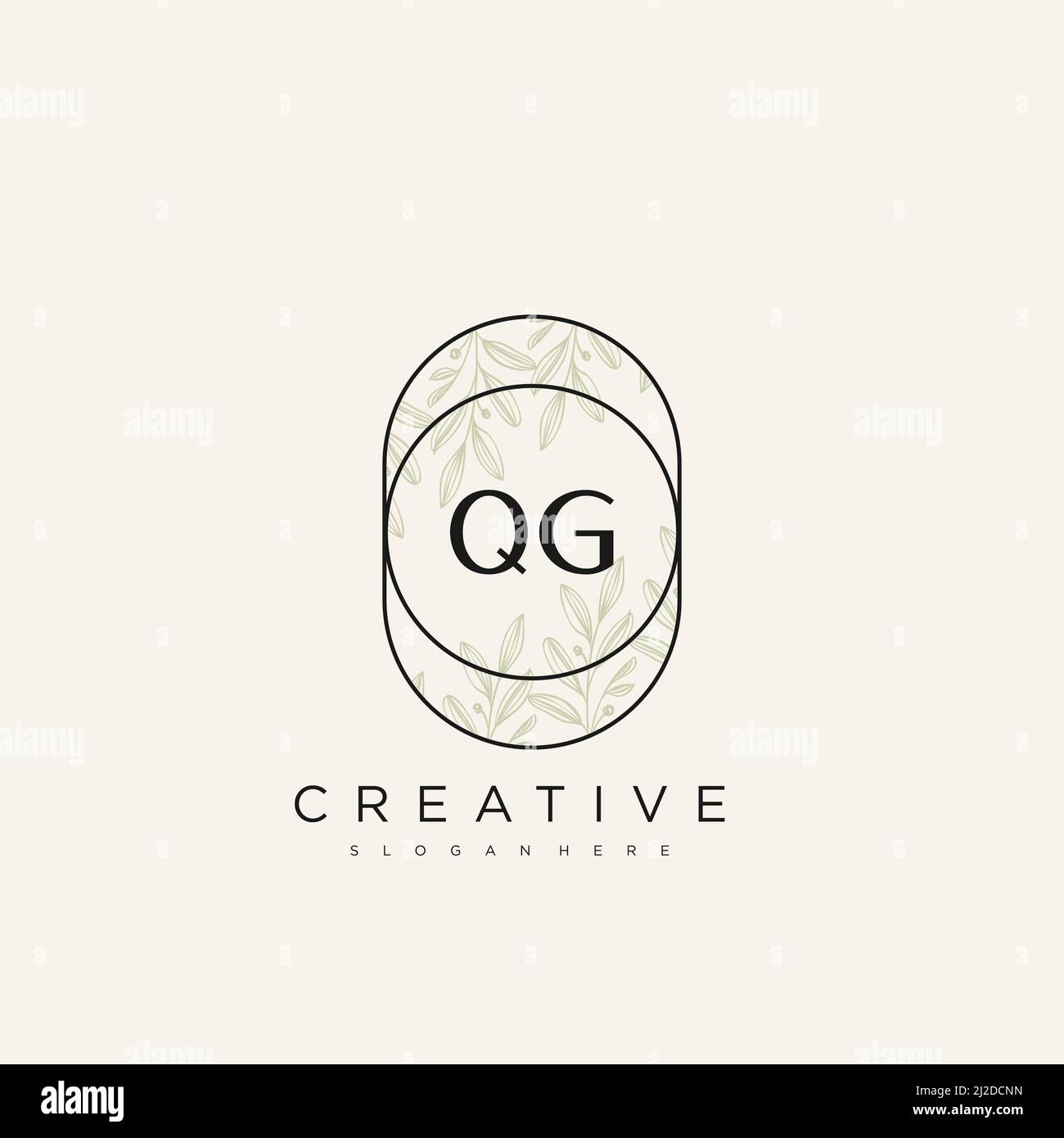 QG Initial Letter Flower Logo Template Vector premium vector Stock Vector