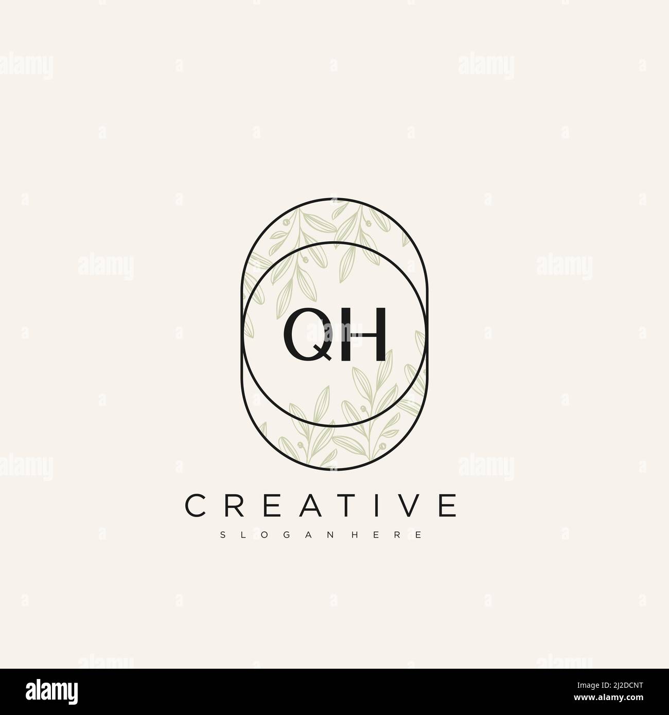 QH Initial Letter Flower Logo Template Vector premium vector Stock Vector