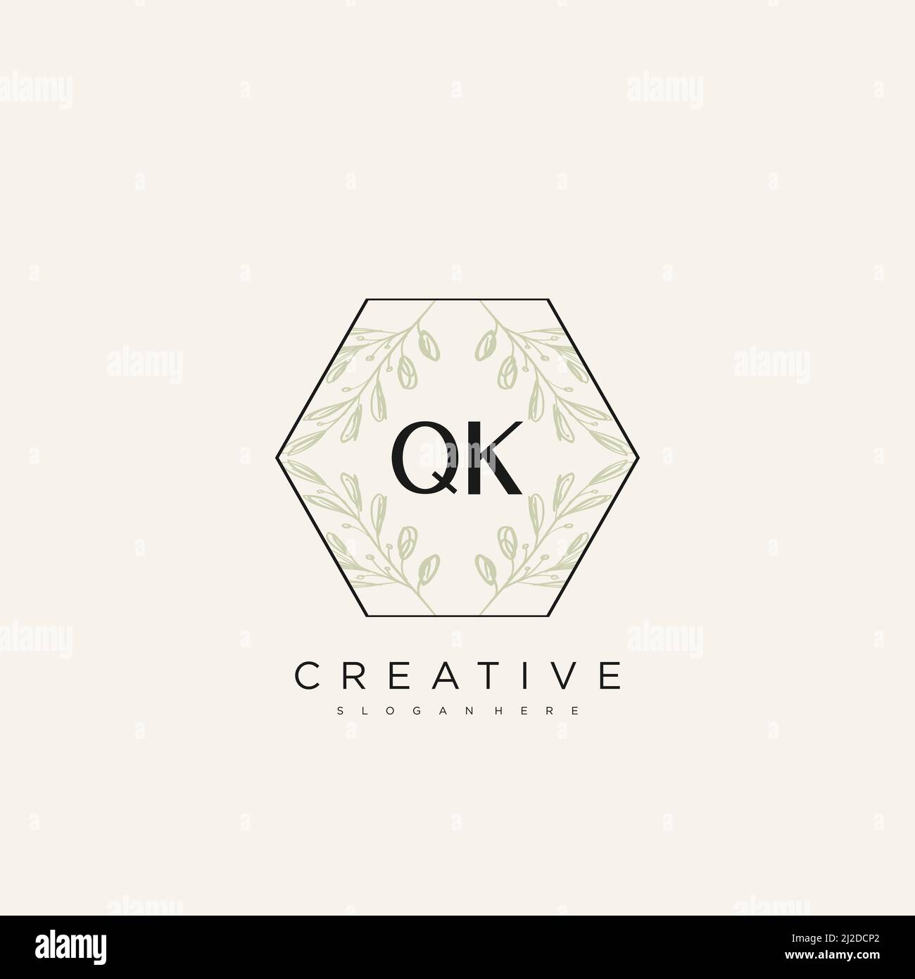 QK Initial Letter Flower Logo Template Vector premium vector Stock Vector