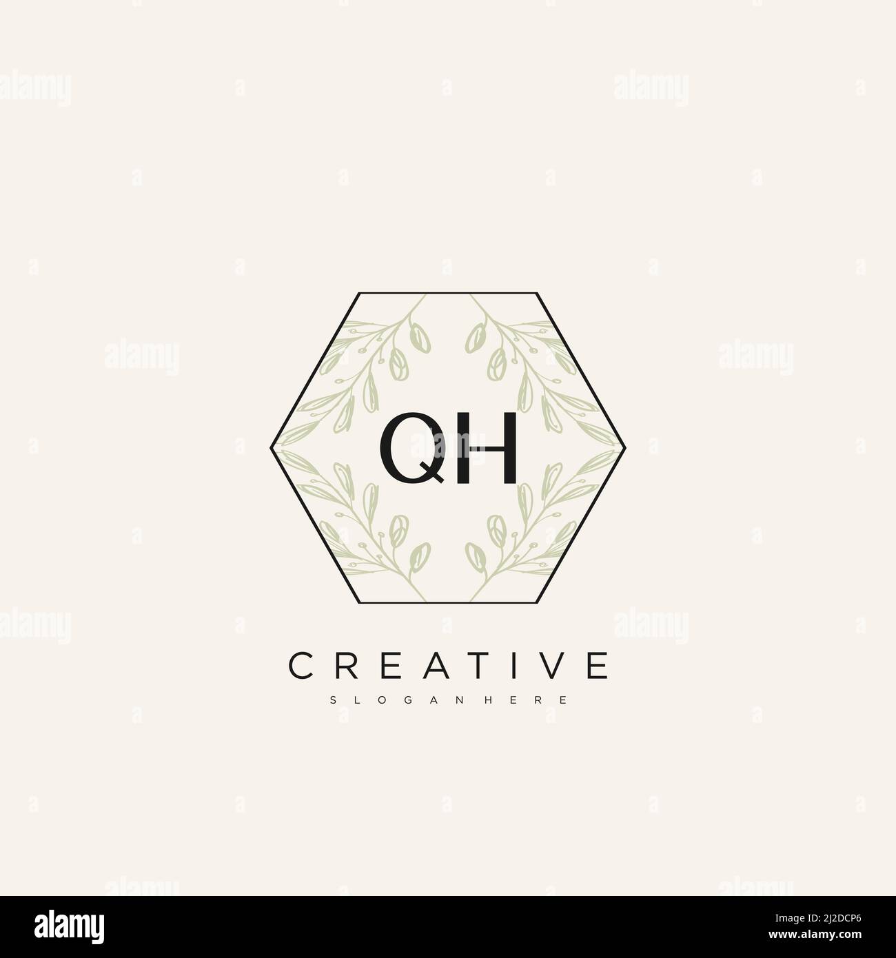 QH Initial Letter Flower Logo Template Vector premium vector Stock Vector