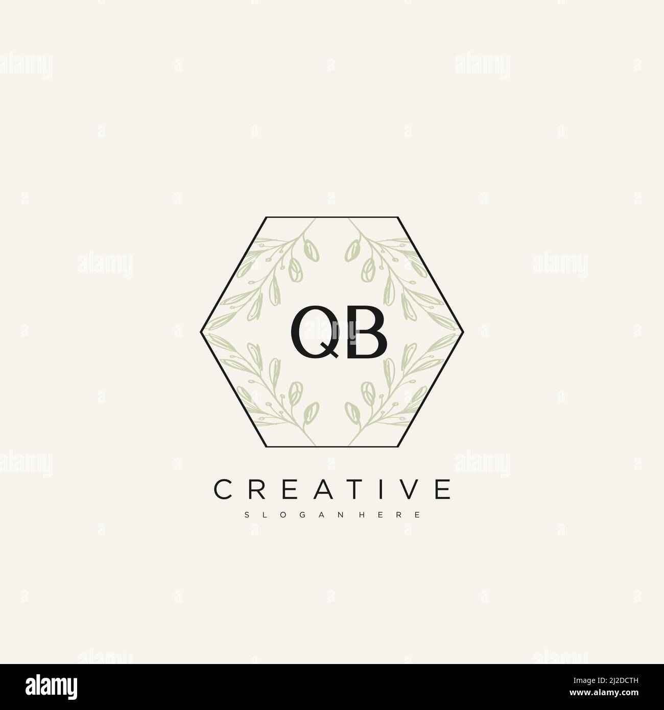 QB Initial Letter Flower Logo Template Vector premium vector Stock Vector