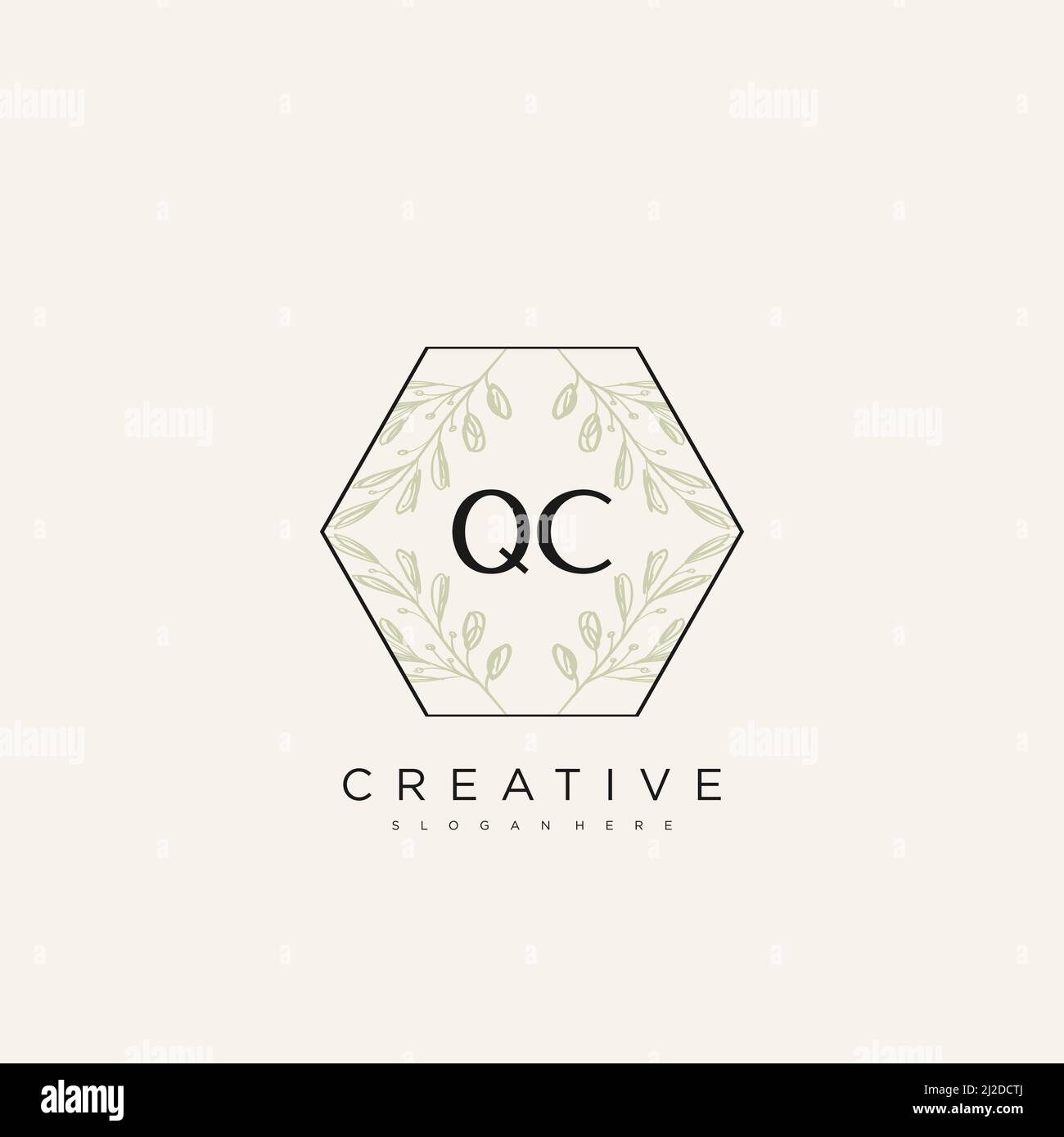 QC Initial Letter Flower Logo Template Vector premium vector Stock Vector
