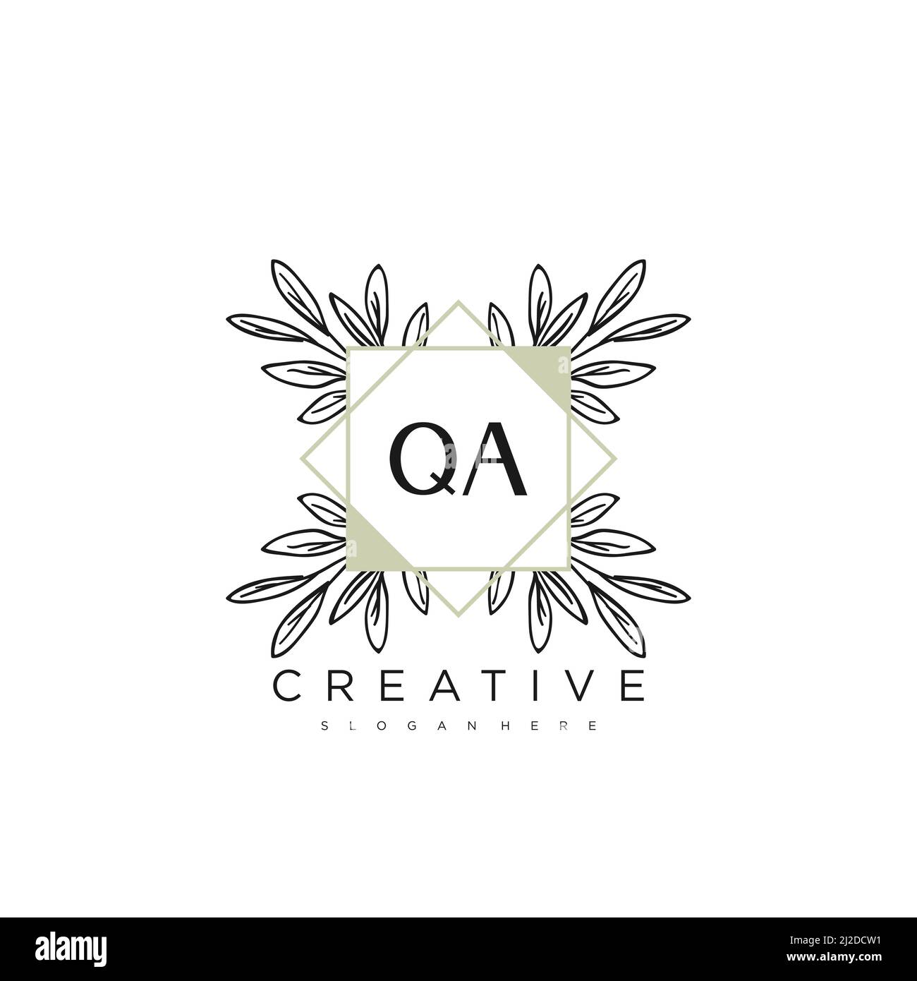 QA Initial Letter Flower Logo Template Vector premium vector Stock Vector