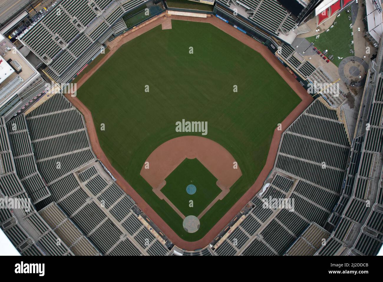 An aerial view of Target Field, Thursday, Mar. 31, 2022, in