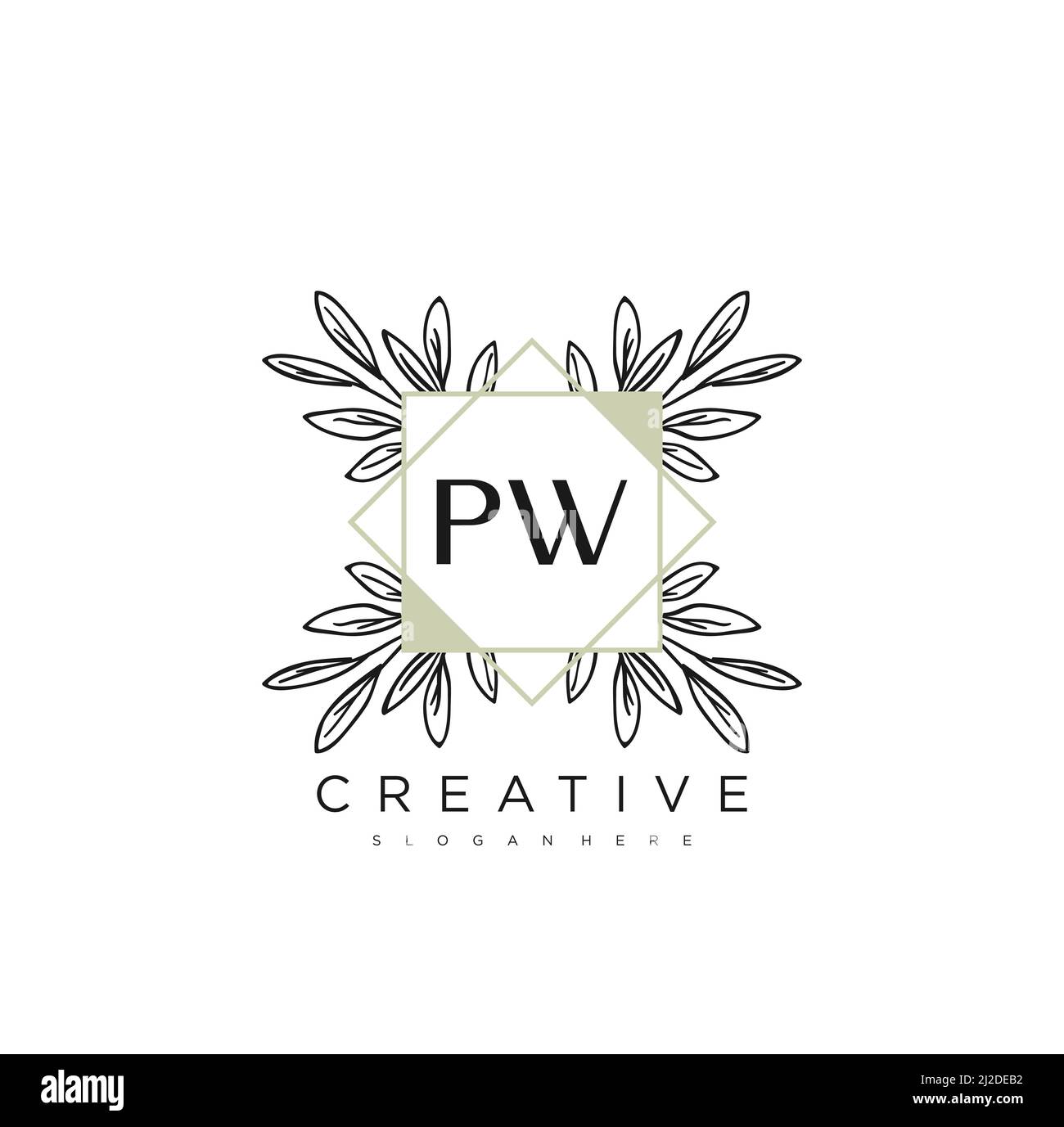 PW Initial Letter Flower Logo Template Vector premium vector Stock Vector