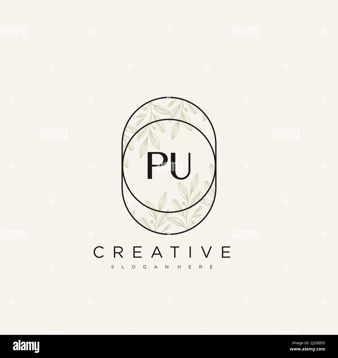 PU Initial Letter Flower Logo Template Vector premium vector Stock Vector