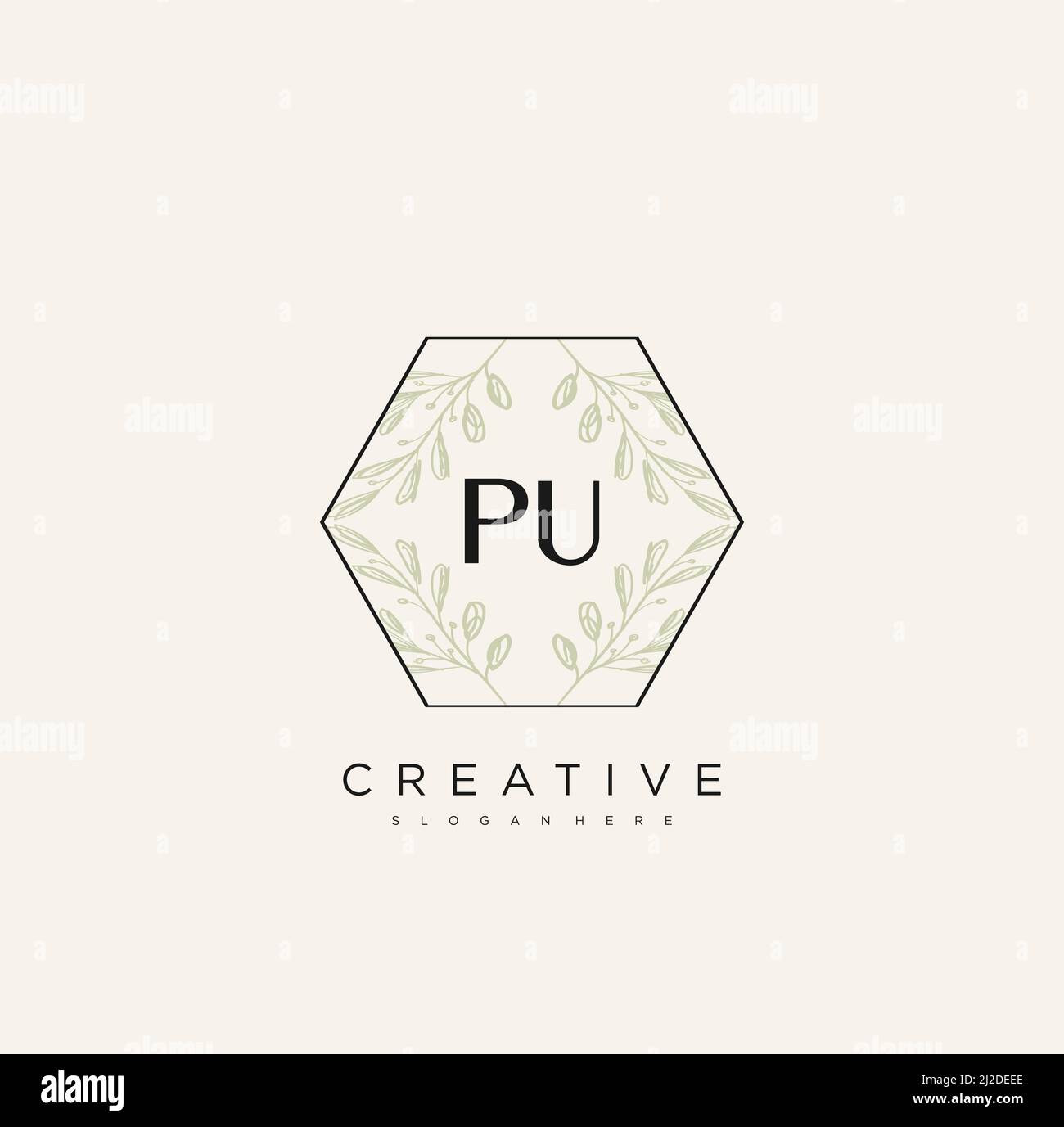 PU Initial Letter Flower Logo Template Vector premium vector Stock Vector